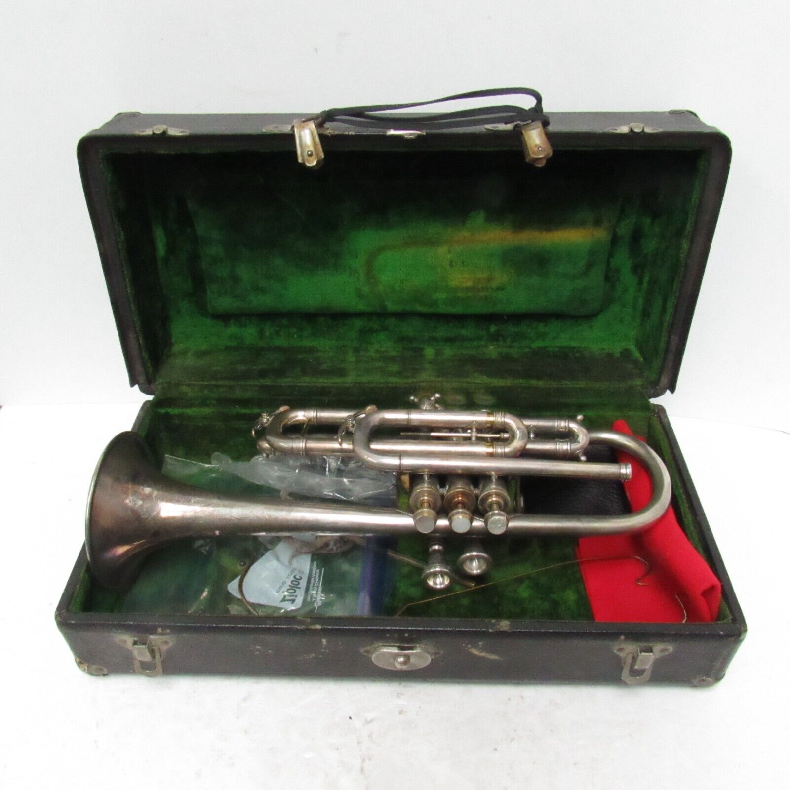 Vintage Antique JW York & Sons Cornet Trumpet With Original Case #65440