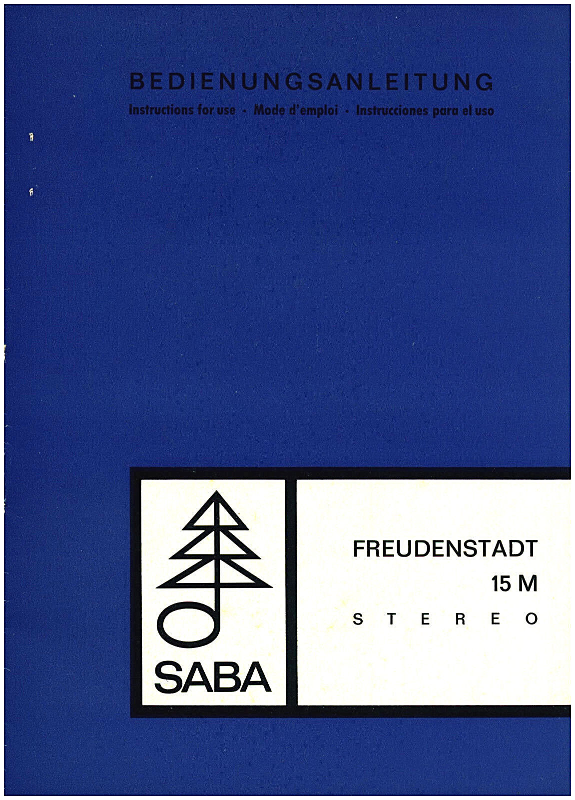 Owners Manual SABA Freudenstadt 15 M Stereo Radio Instruction Manual 
