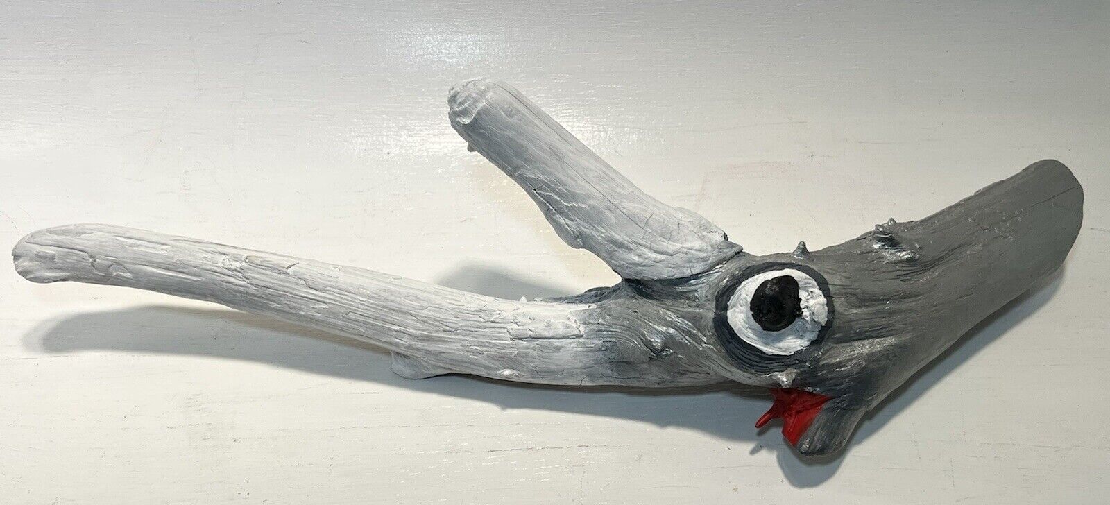 Folk Art Painted Driftwood Sculpture of  Rhino 22” OOAK