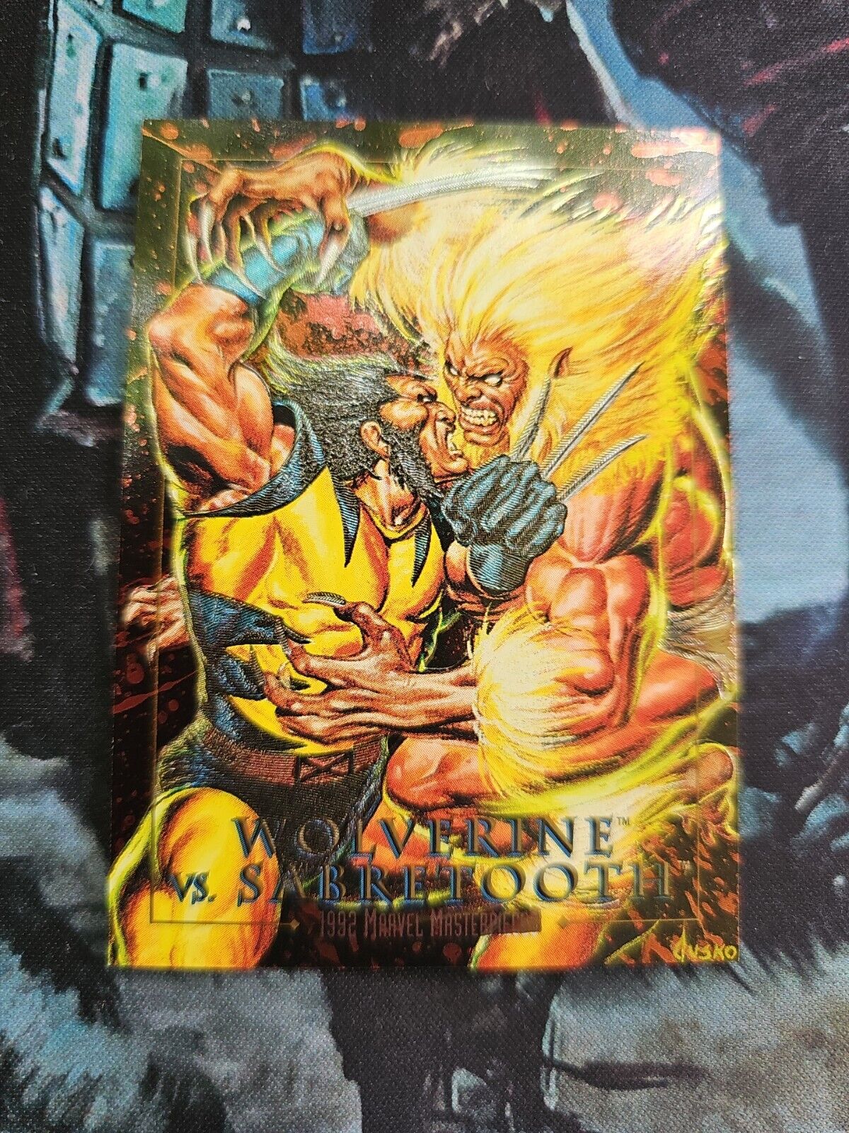 1992 Marvel Masterpieces Wolverine VS Sabretooth Battle Spectra POTENTIAL 10 🔥