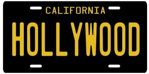 HOLLYWOOD California 1960's Black Aluminum CA License Plate
