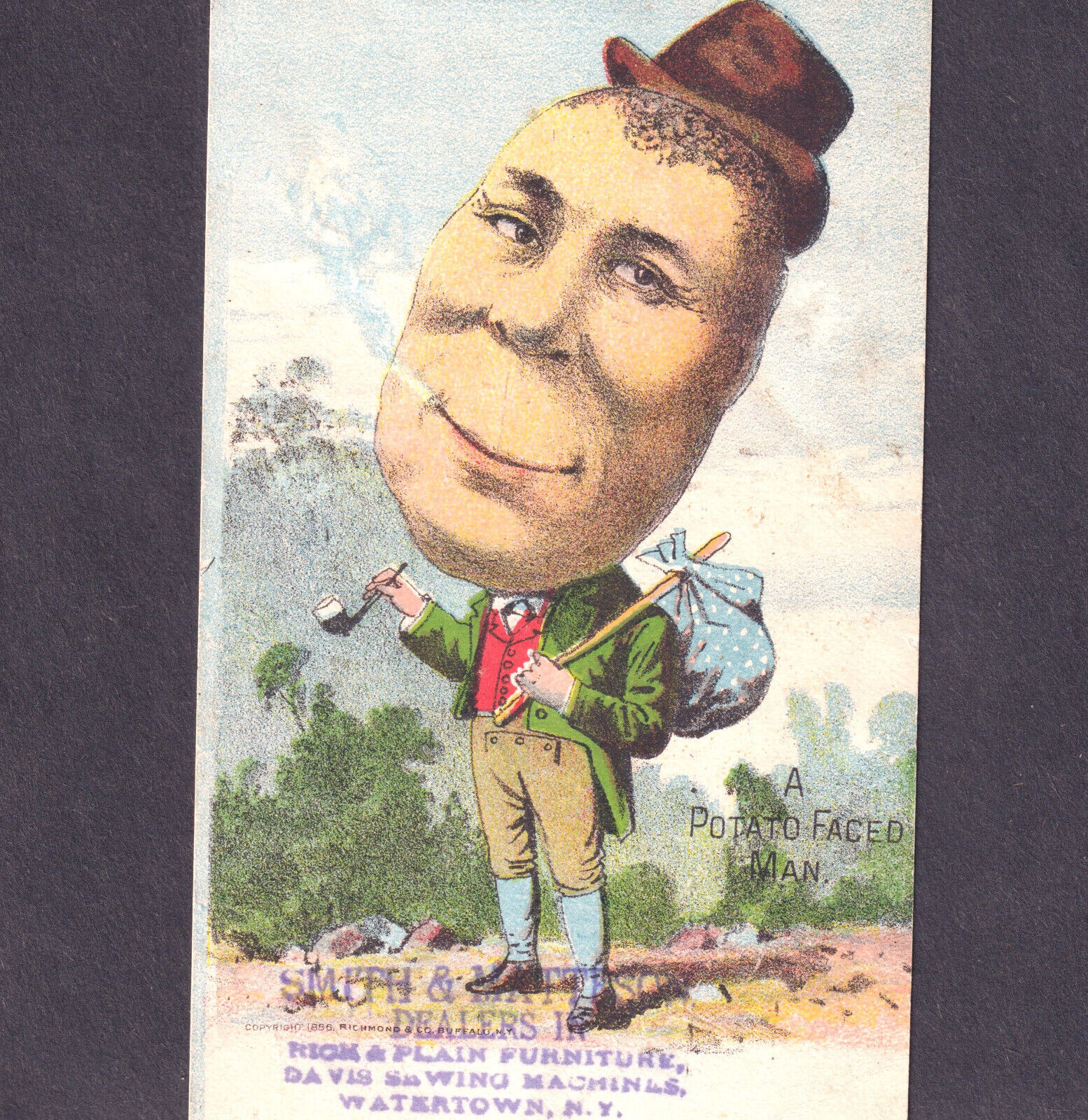 Watertown New York 1886 Mr Potato Head Veggie Irish Fantasy Victorian Trade Card