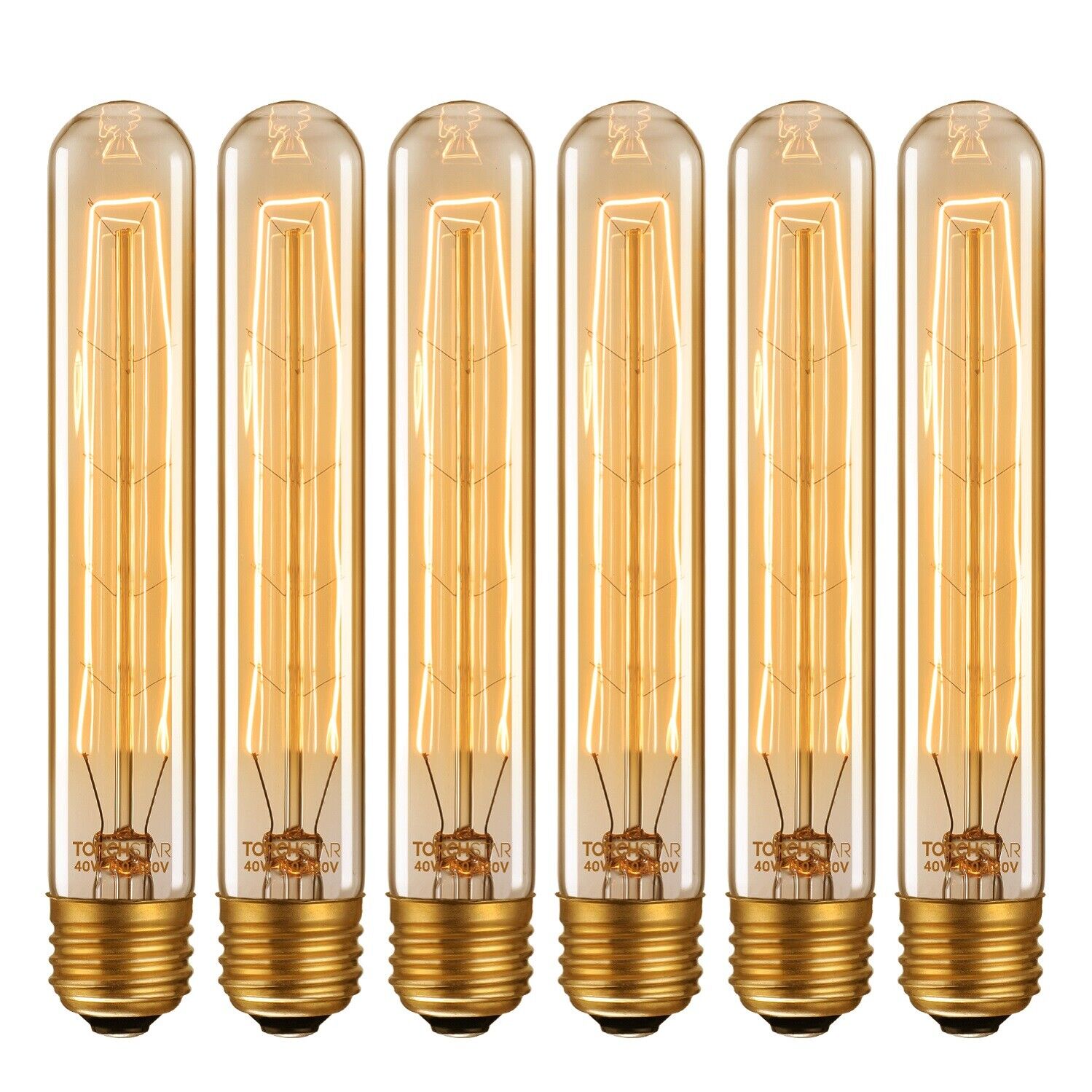 6 PACK Vintage Edison Bulb, Dimmable 40W T30 Antique Tubular Filament Bulb