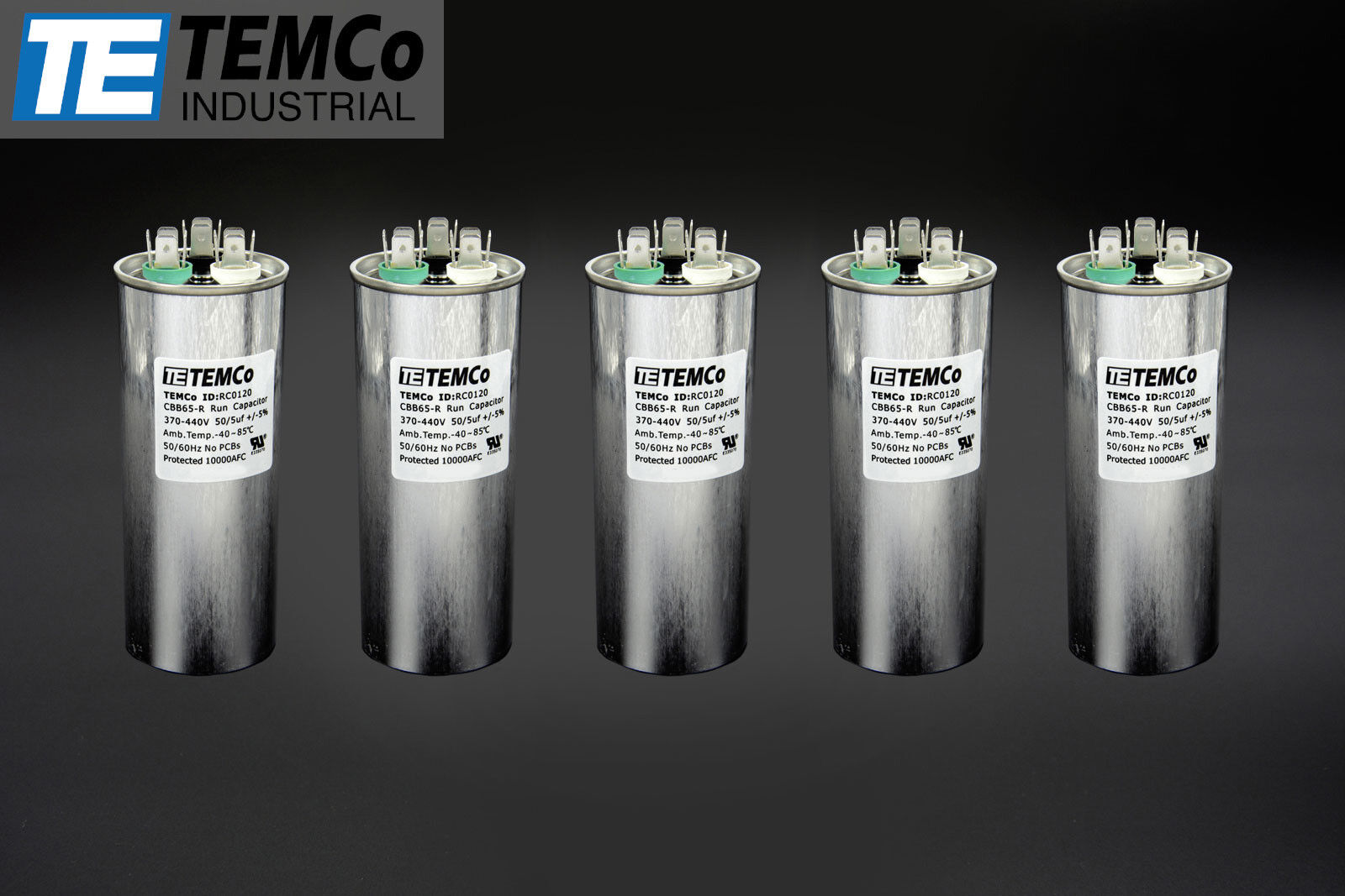 TEMCo 50+5 uf/MFD 370-440 VAC volts Round Dual Run Capacitor 50/60 Hz -Lot-5