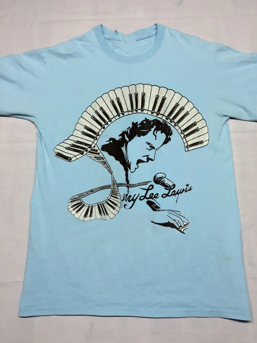 Collection Jerry Lee Lewis Singer Cotton Gift For Fan Blue S-2345XL T-shirt TMB1