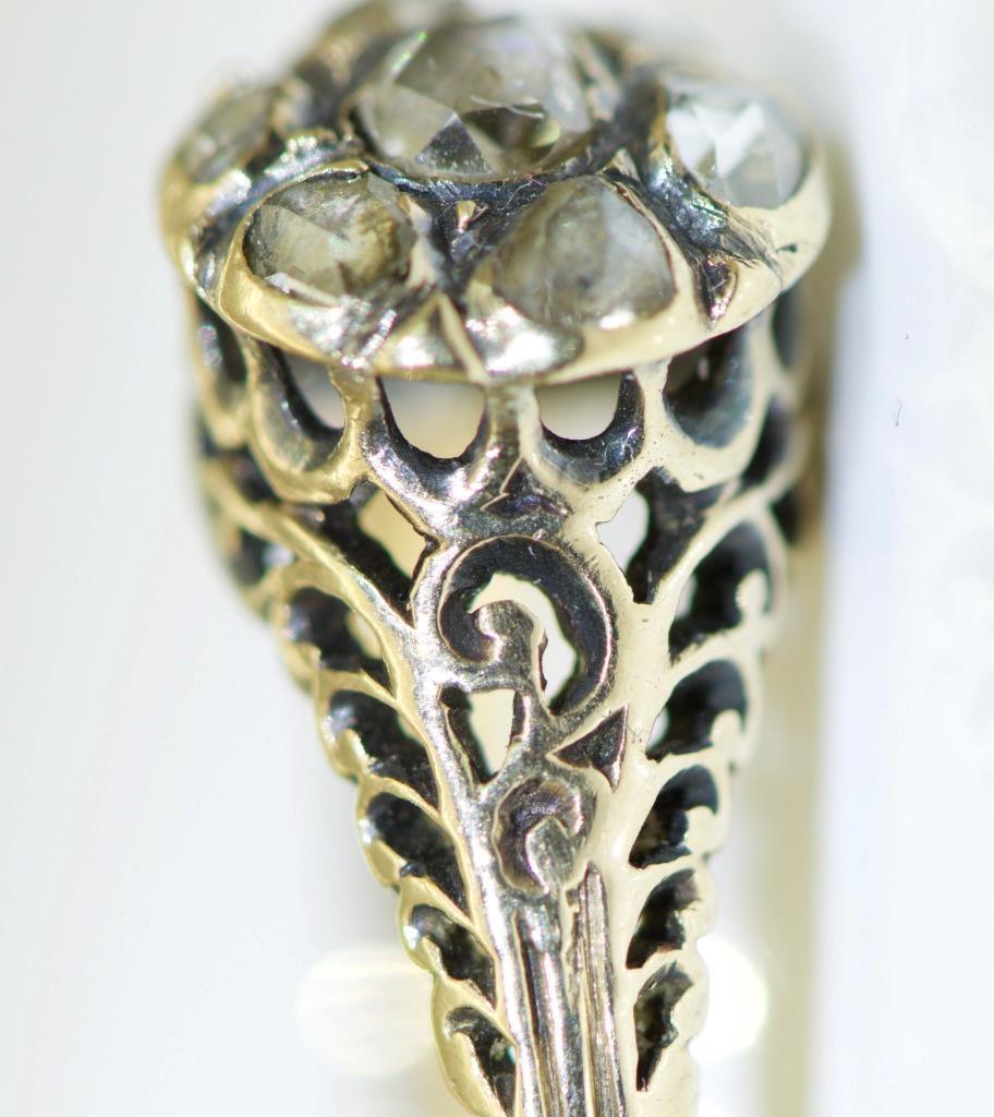 Antique  Engagement Ladies Ring Victorian 14k Gold 0.80ct Rose Cut Diamond c1880