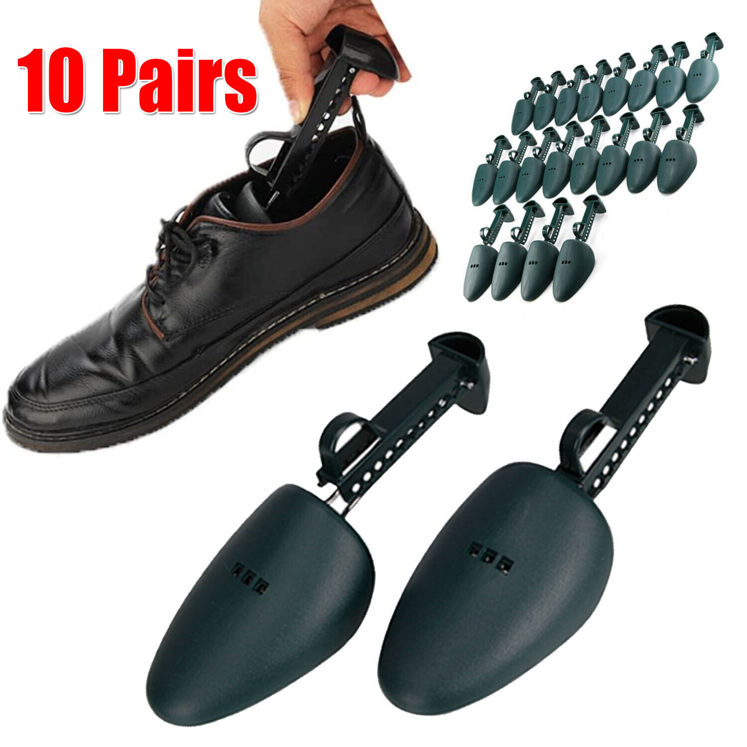 10 Pair Men Adjustable Shoe Care Tree Stretcher Shaper Support Keeper