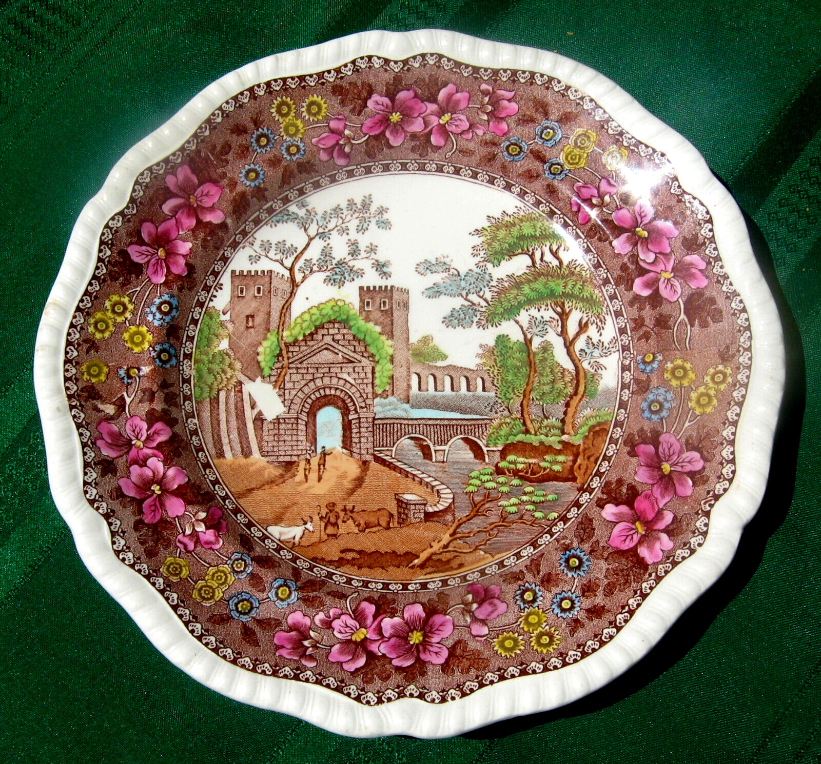 1875 Spode Copeland Delft Polychrome Castle Plate