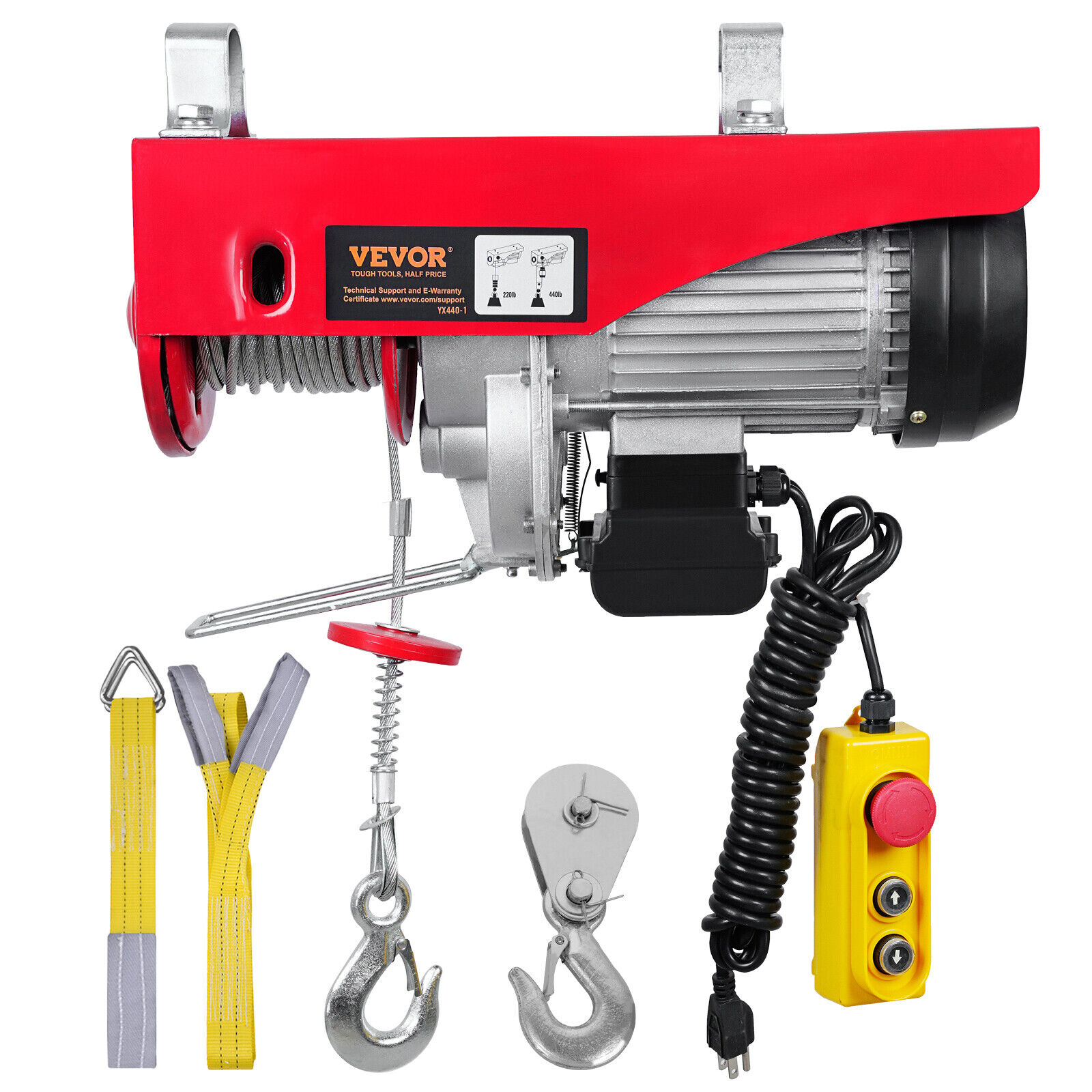 VEVOR Electric Hoist 440 lbs Crane Winch with 14FT Wired Remote Control 110V