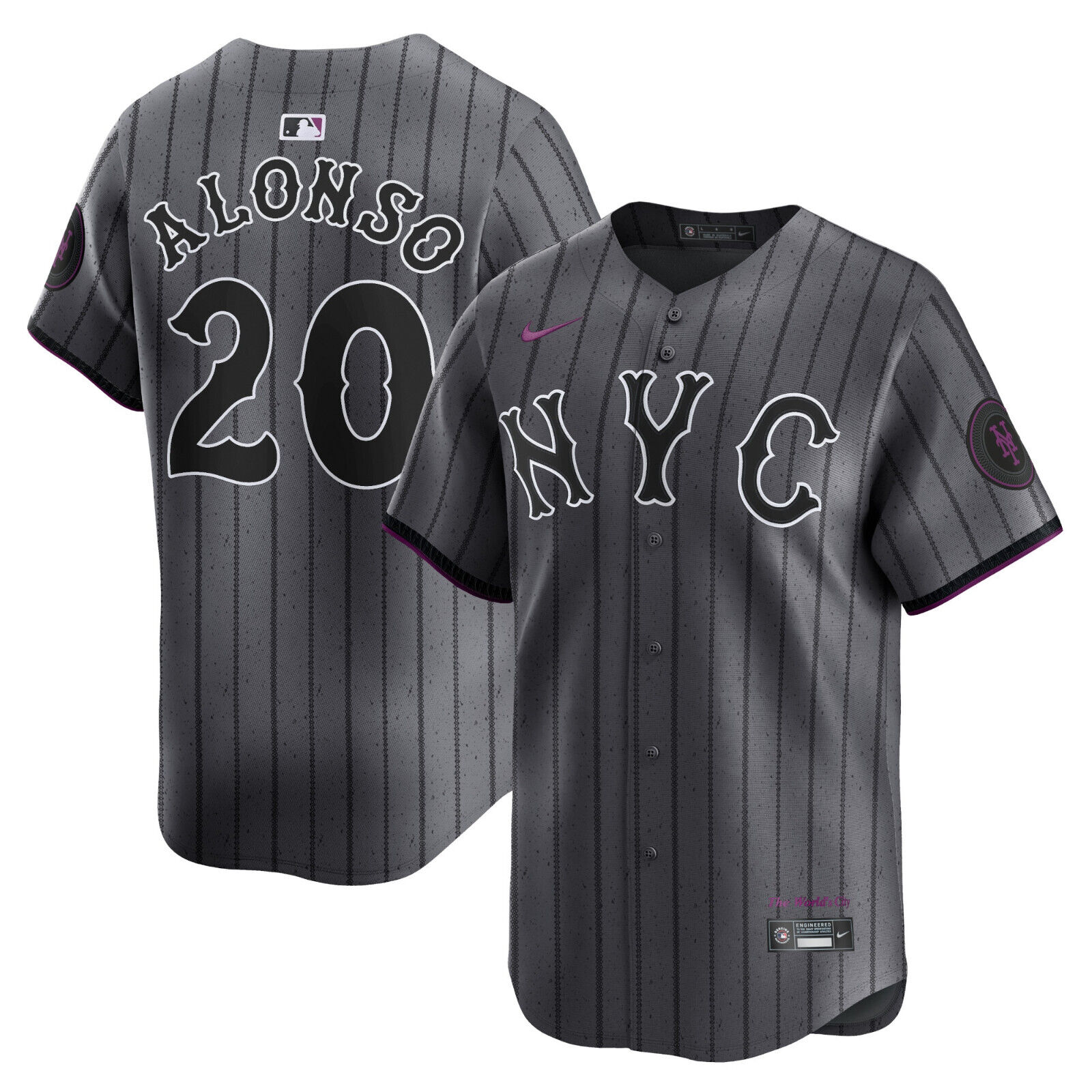 Men\'s New York Mets Pete Alonso Graphite 2024 City Connect Jersey
