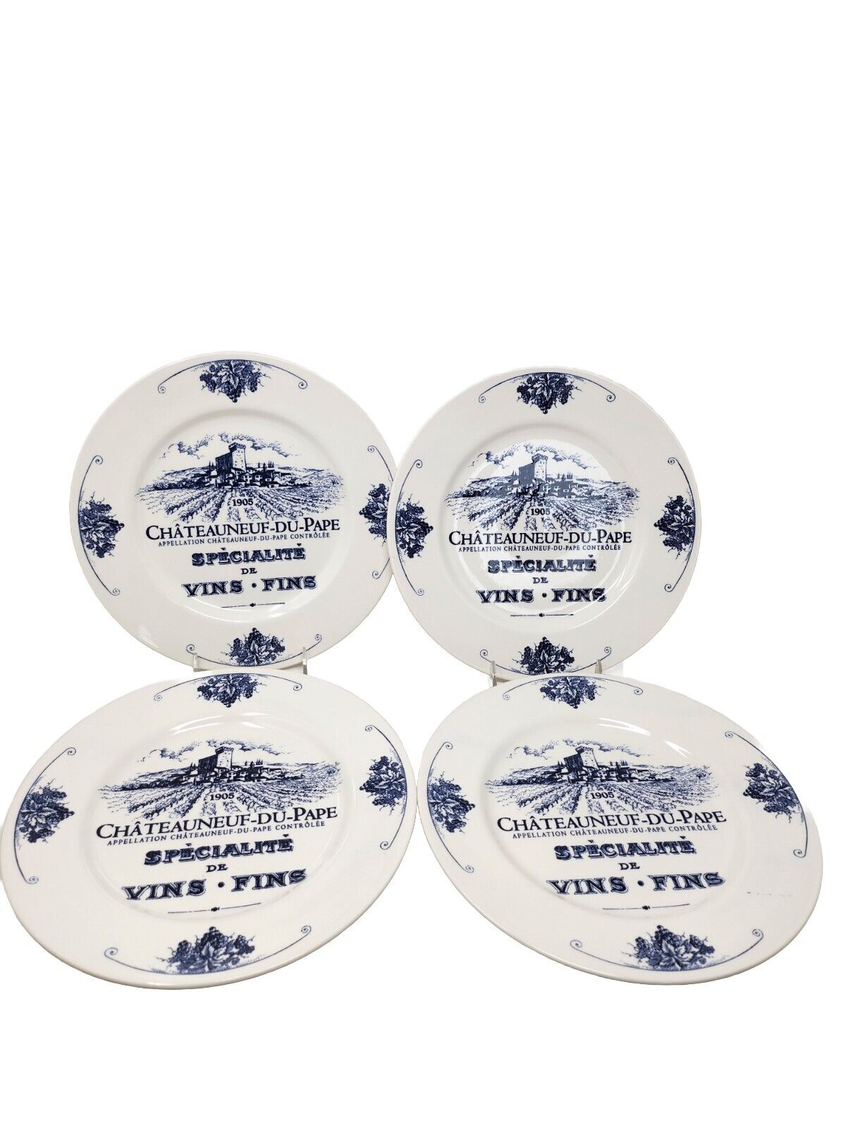 Royal Stafford Chateauneuf du Pape 11“ Dinner Plate Vineyard  Set 4 New
