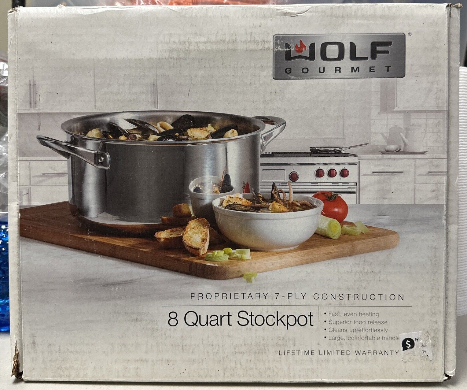 Wolf Gourmet 8qt Stockpot - Silver 7 Ply Construction Lifetime Warranty