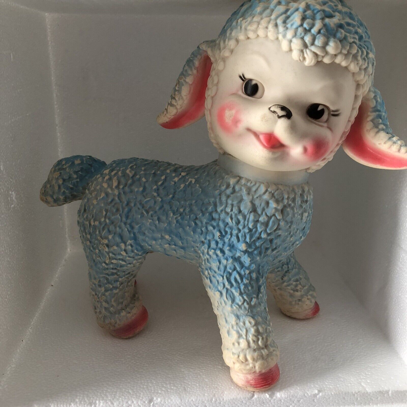 Vintage Rubber Lamb rolling Toy 1961
