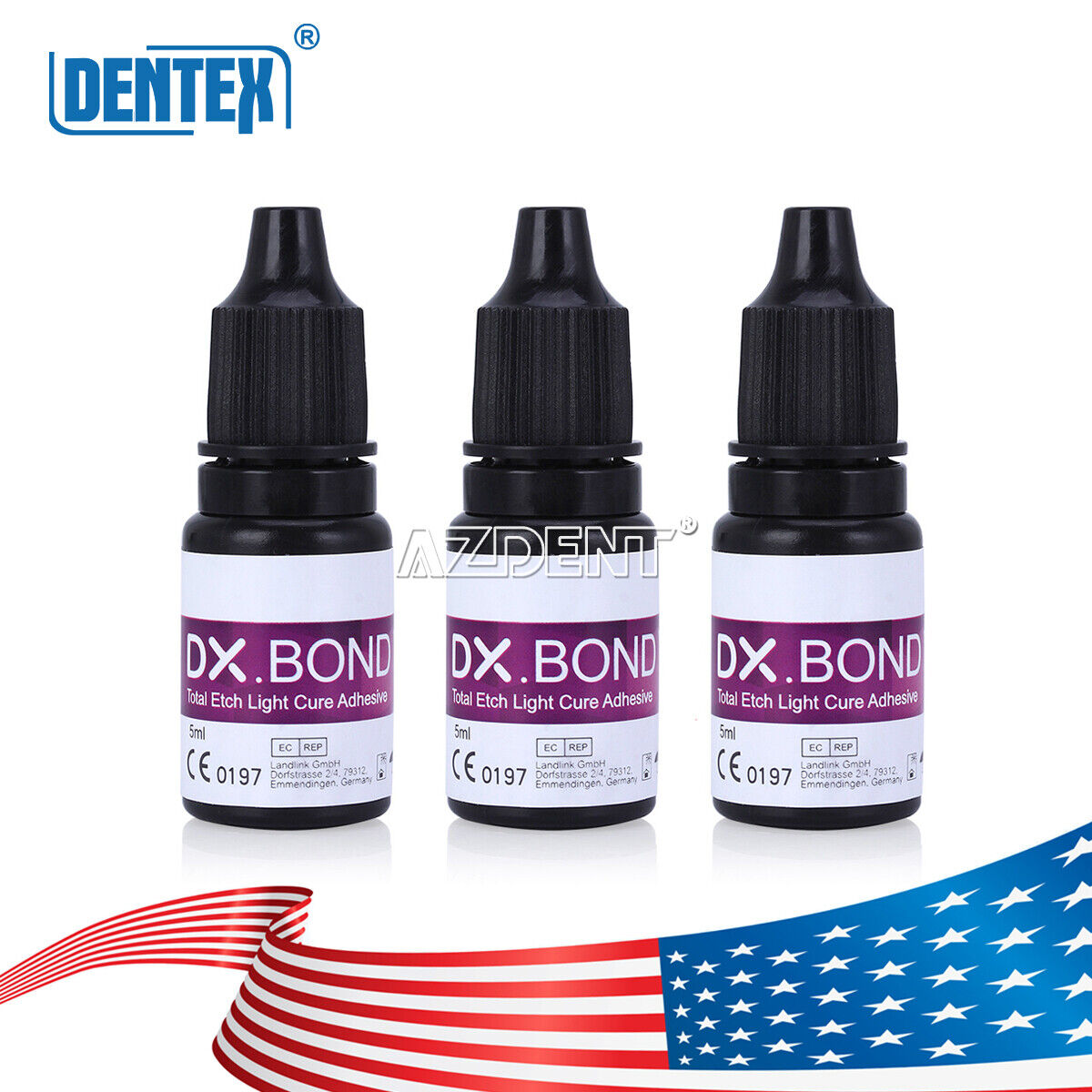 3 Bottle DENTEX Dental Light Cure Whole Dentin Enamel Resin Bonding Adhesive 