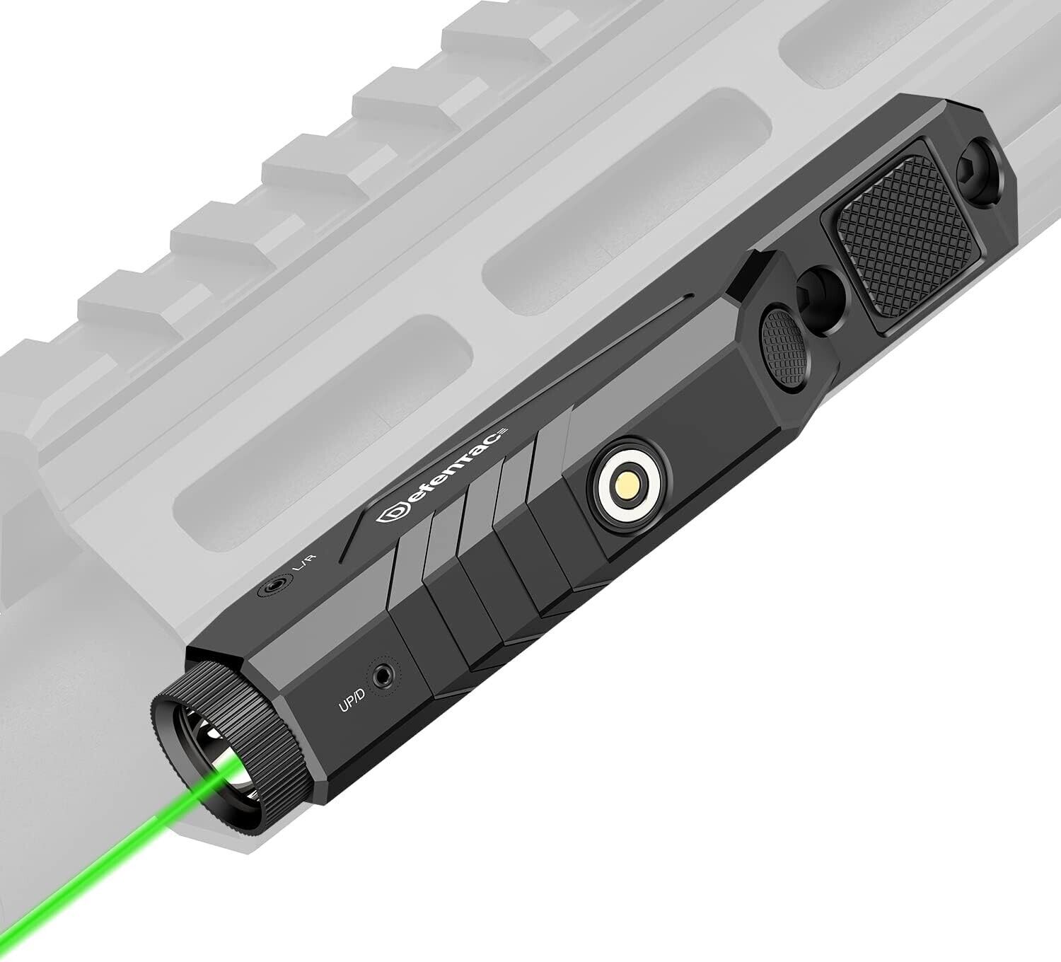 DEFENTAC 1600 Lumens Tactical Flashlight & Green Laser Sight M-LOK Rail Magnetic