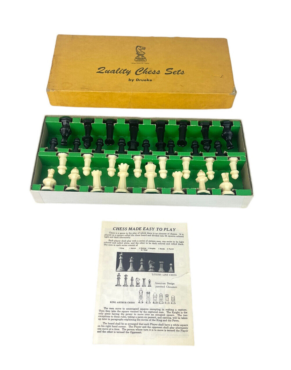 Vintage DRUEKE Quality Chess Sets by Drueke No. 33 Original Box COMPLETE Set