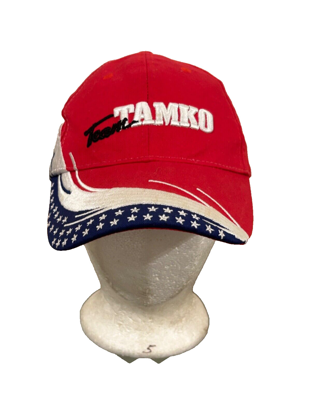 Team Tamko Patriotic Ball Cap Hat Red Embroidery USA Flag Hook & Loop 4 Of July