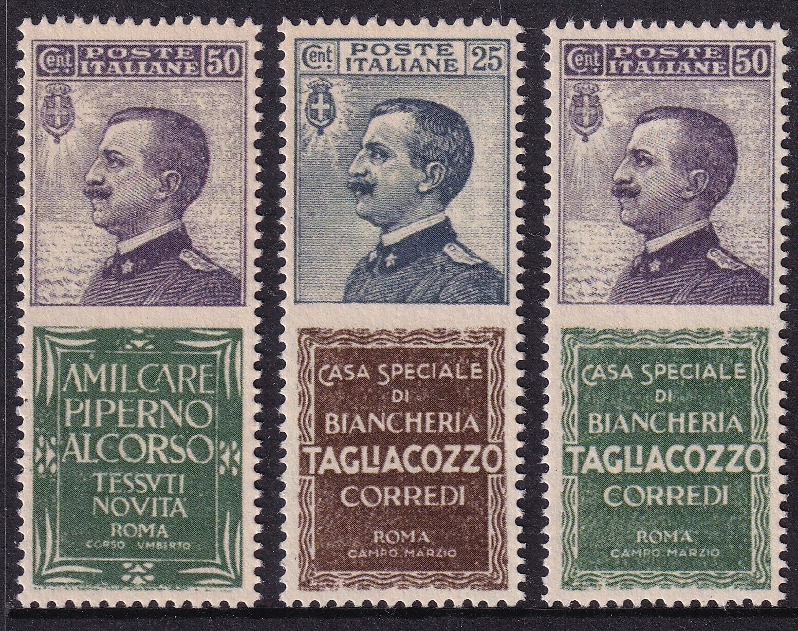 ITALY 1924 MNH KVEIII advertising (piperno & taguacozzo) sg. 171f-171p cv. £6500