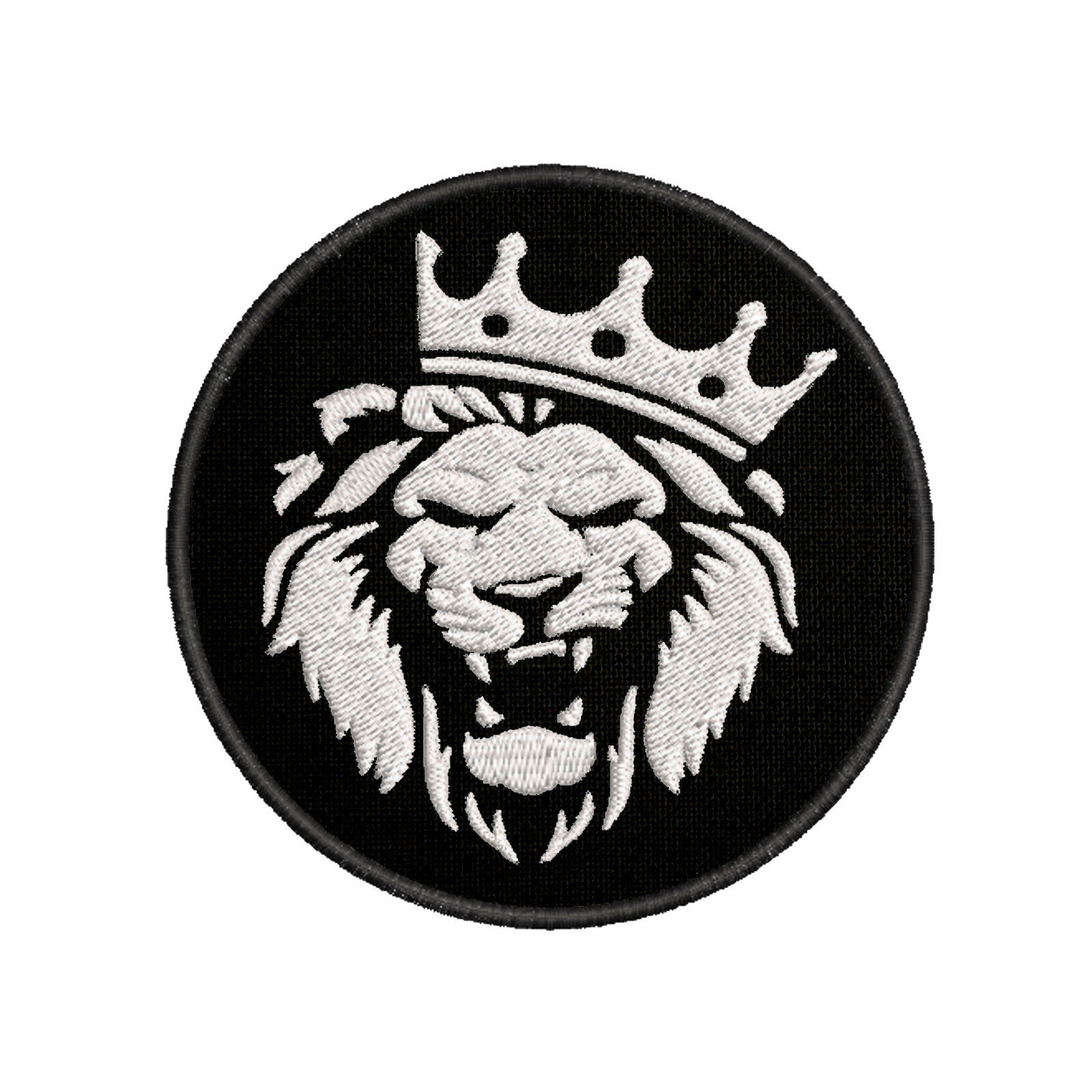 Roaring Lion Patch Embroidered Iron-On Applique for Jacket, King Crown, Animals 