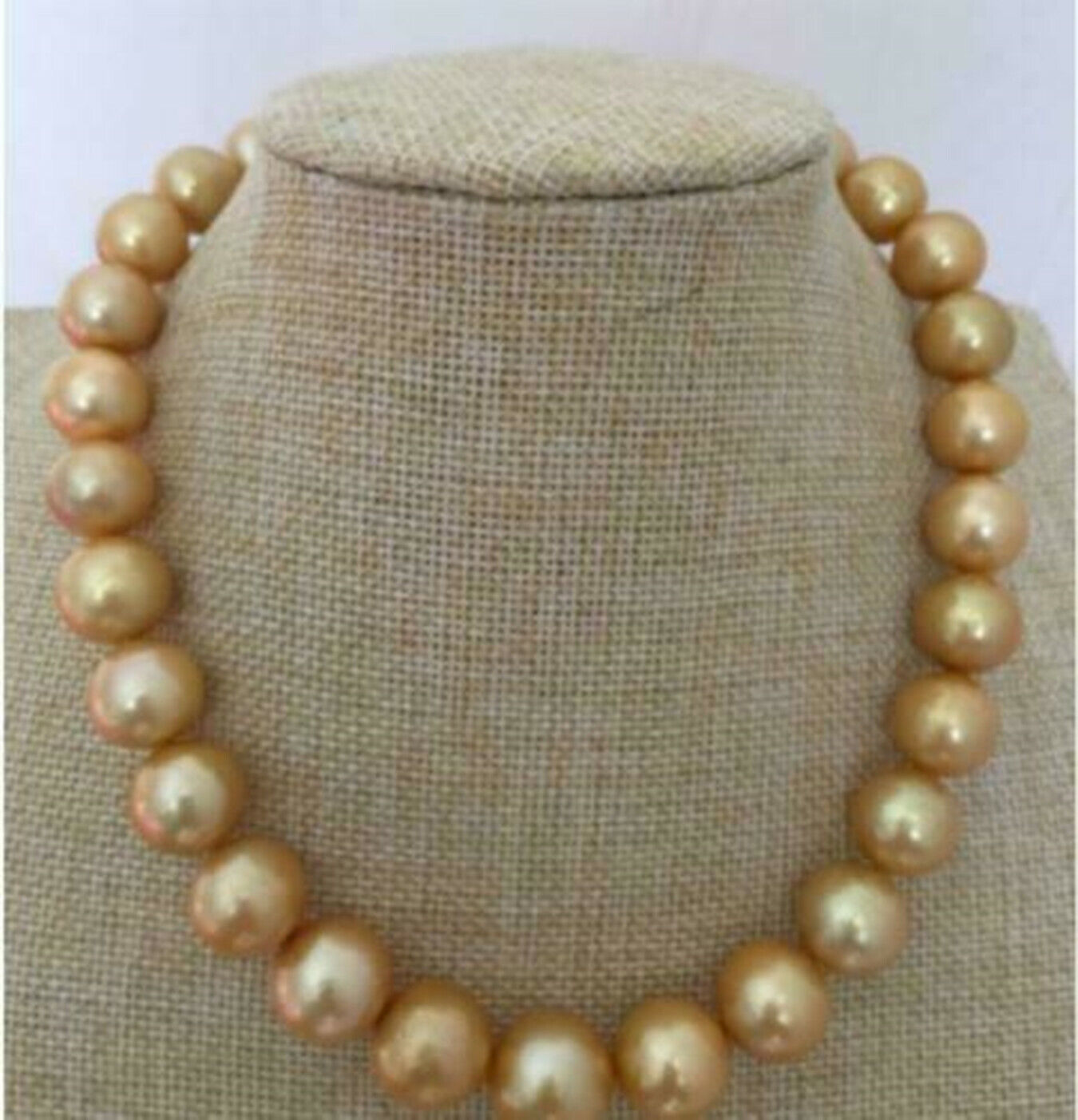 Rare Huge 13-15mm Real South Sea Round Gold Pearl Necklace 18-40inch