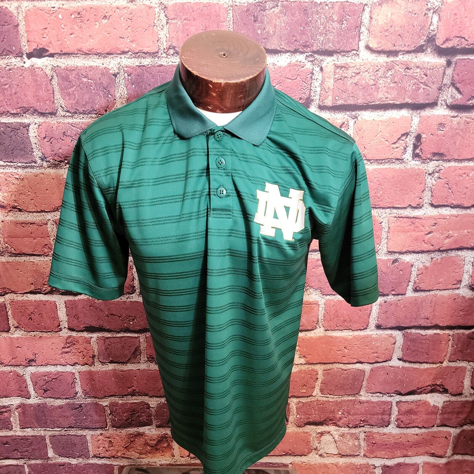 Adidas Men\'s S Green White Notre Dame Short Sleeve Golf Polo Shirt ⛳🏈