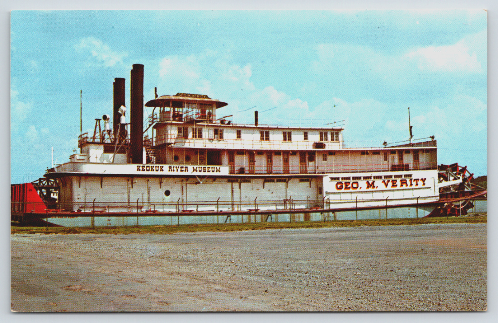 Postcard Keokuk Iowa Towboat George M Verity River Museum Victory Park