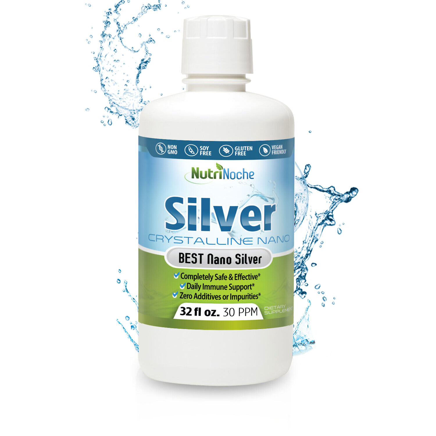 NutriNoche Colloidal Silver Mineral Supplement - The BEST Silver - 30 PPM 32 oz