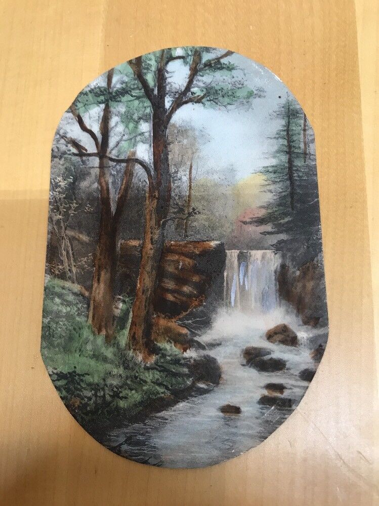 RARE 1900s PC HAND PAINTED Postcard Natural Falls Arkansas Beautiful In Frame