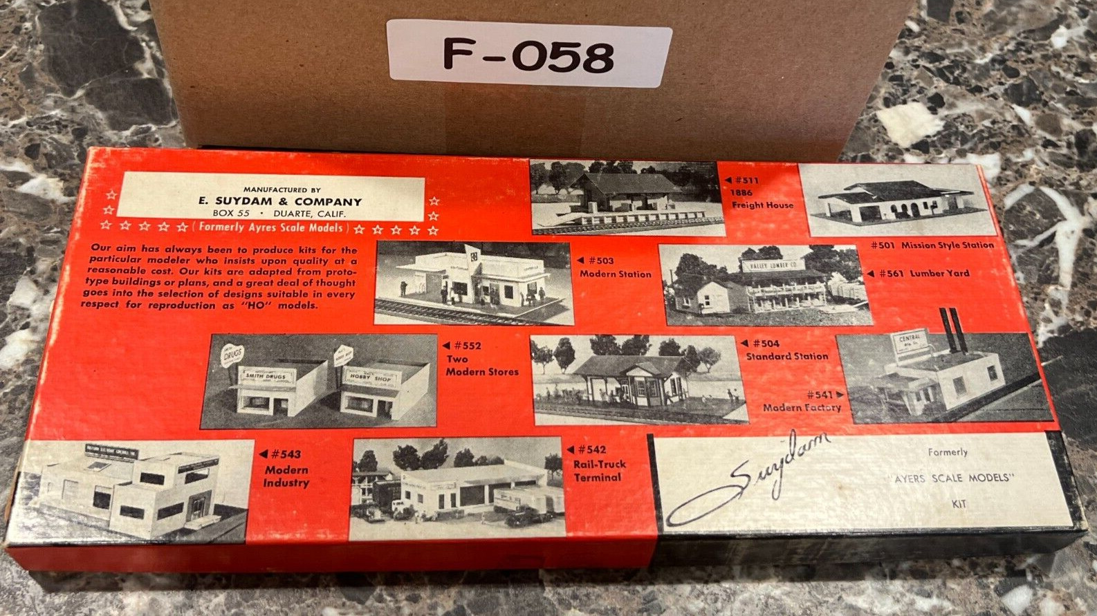 (F058) Vintage Suydam Model Kit 541 HO Guage Train Modern Factory Central Mfg