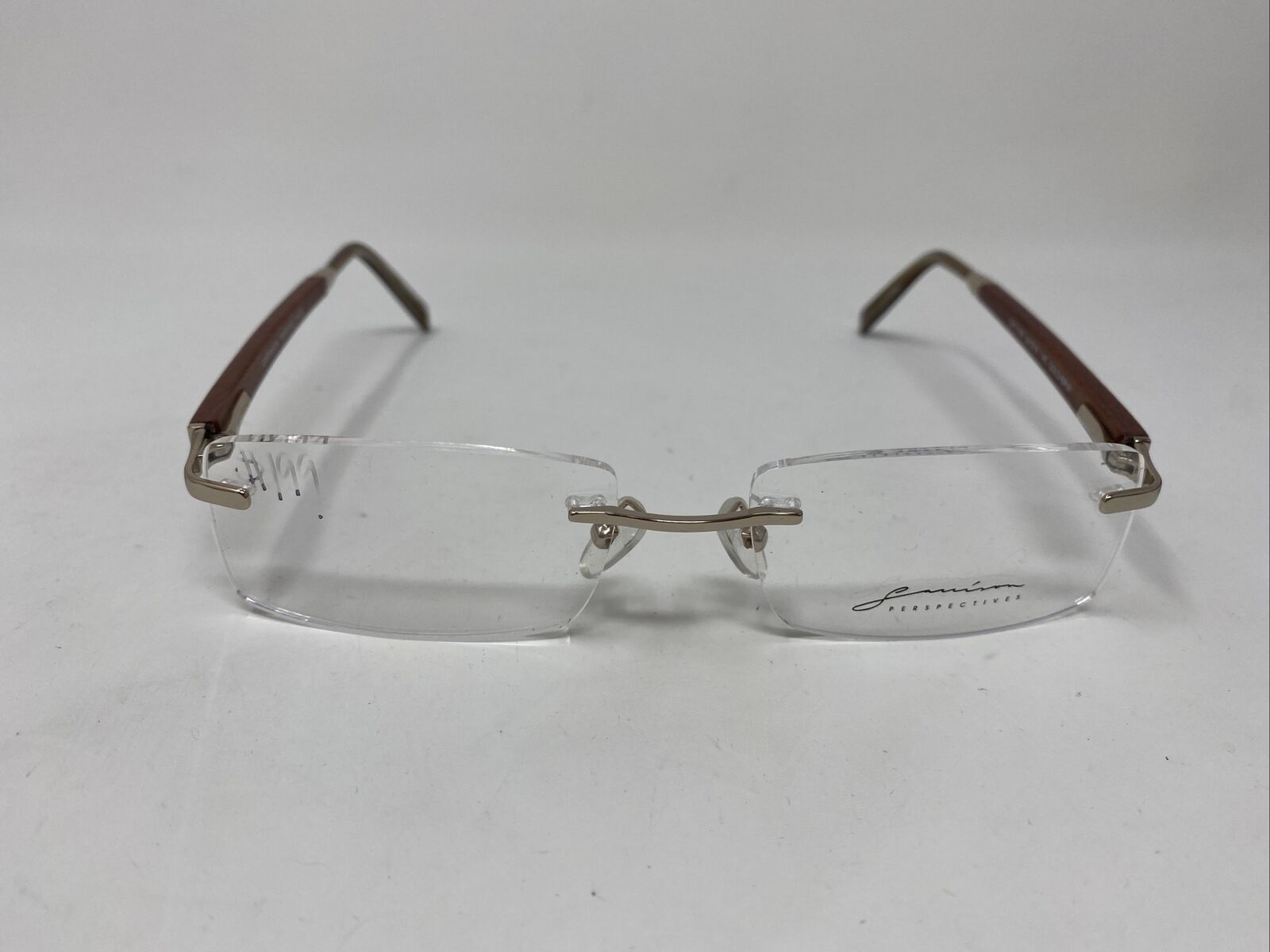 GARRISON PERSPECTIVES GP 1008 54/18/140 GOLD BROWN WOOD RIMLESS I74