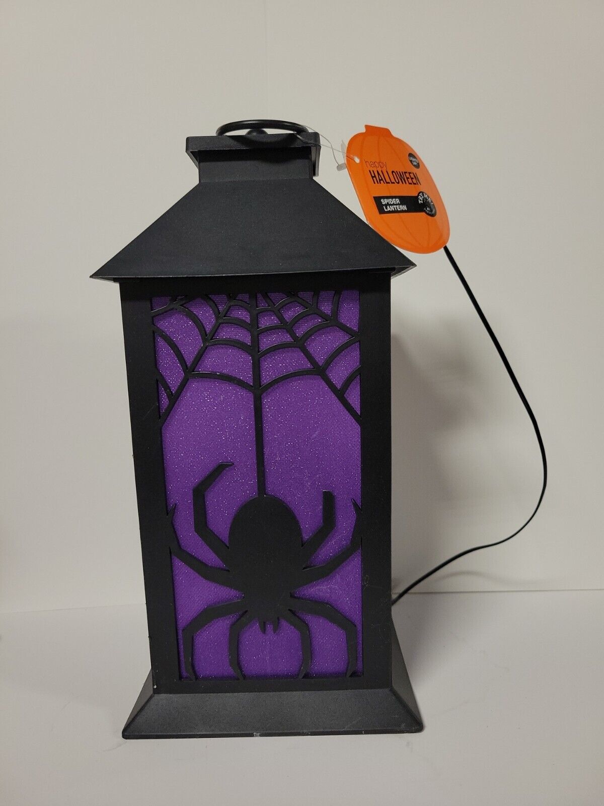 11.5\\ Flaming LED Plastic Lantern with Spider Halloween Decoration