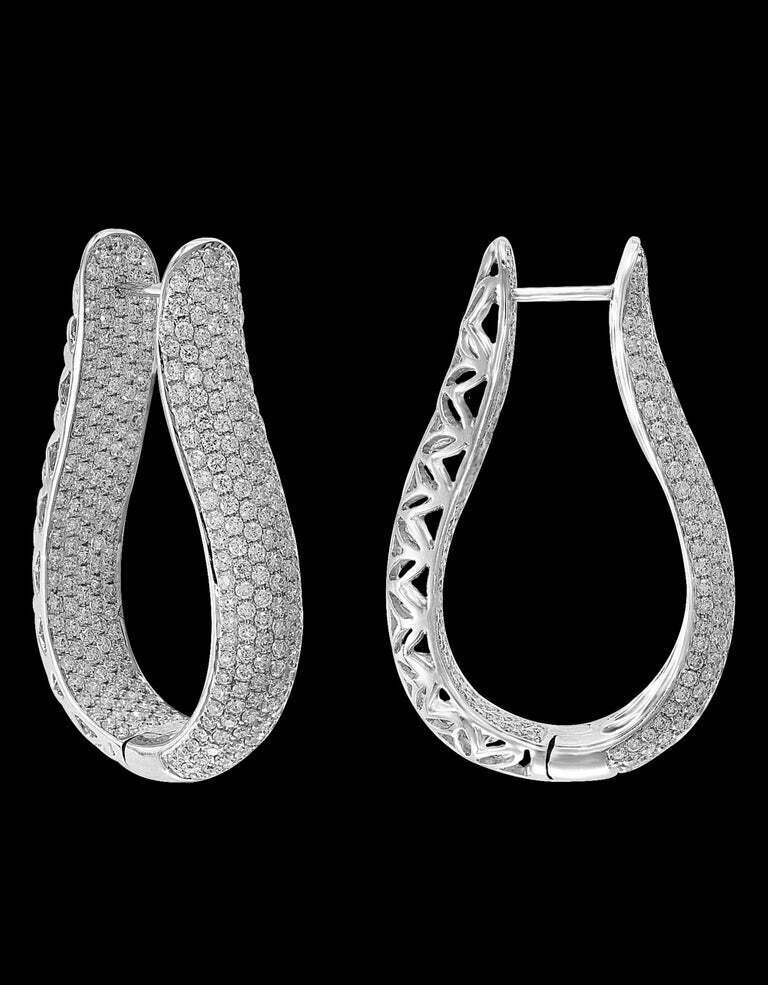 Fabulous Pair With Look and Sparkle 18.12 Carat Micropave Shiny CZ Hoop Earrings