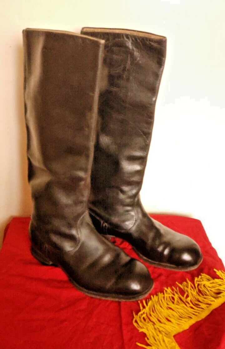 Vintage 1954 Soviet Russian Military Officer Leather Boots Chrome Size 40 Rare