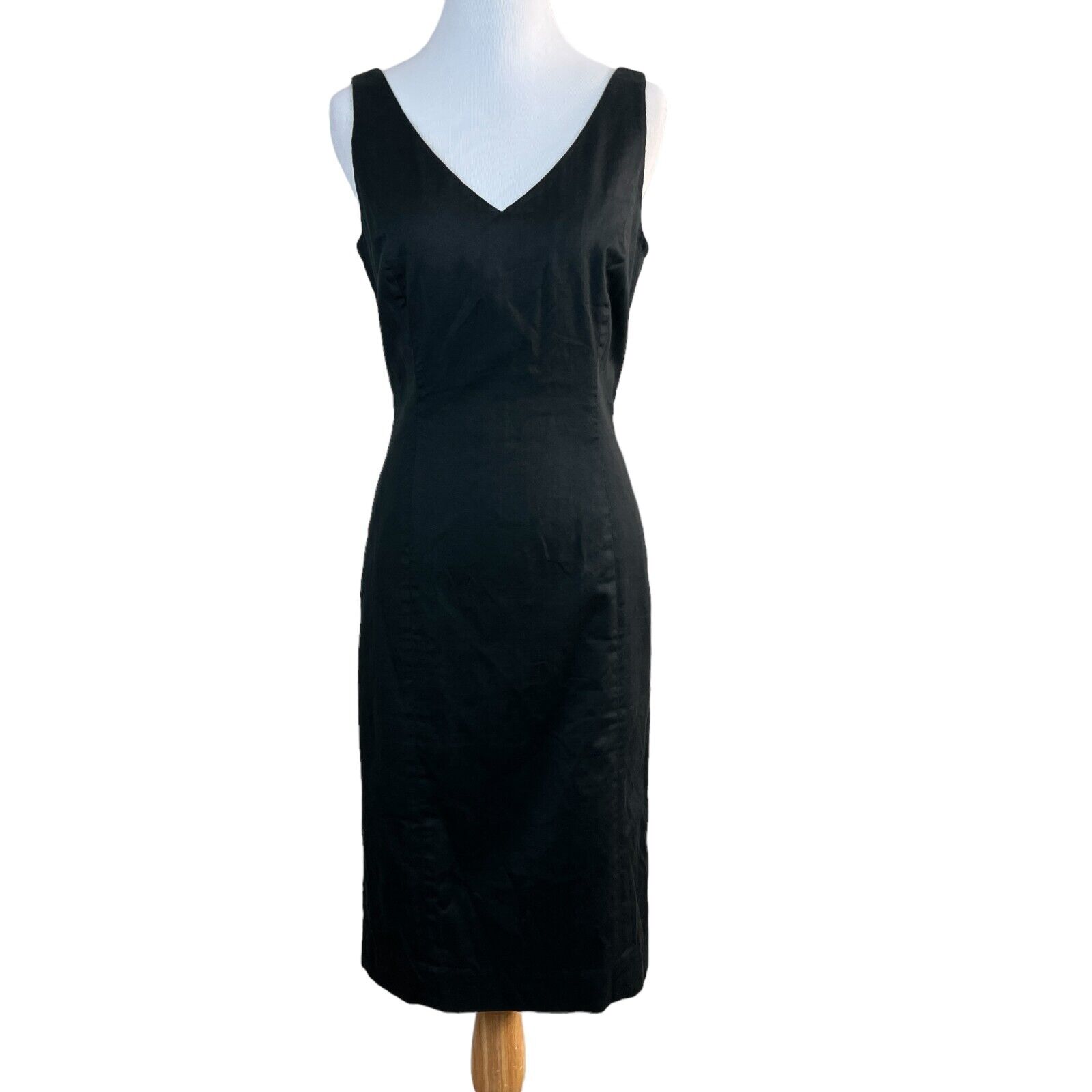 Philippe Adec Bergdorf Goodman Dress 4 Black Sheath V-Neck Sleeveless Stretch