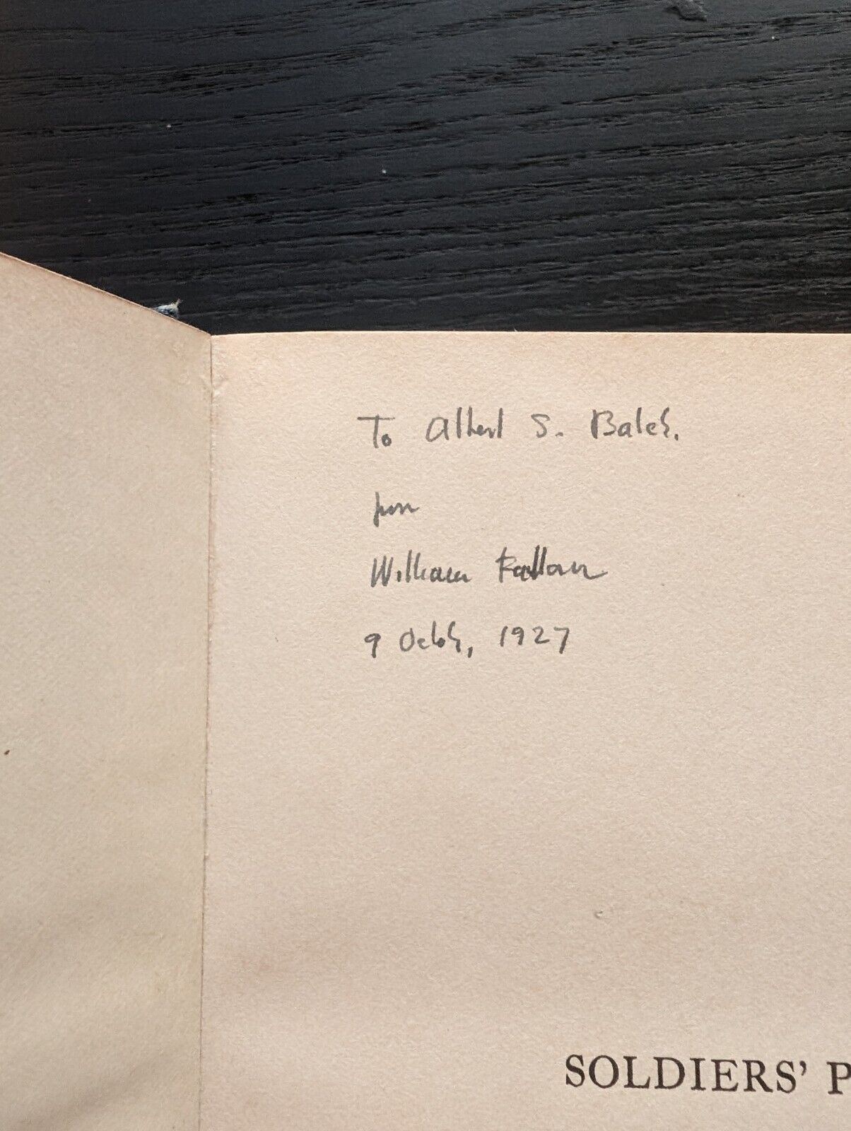 WILLIAM FAULKNER Soldier\'s Pay Signed First Edition, 2nd Printing 1926 Inscribed