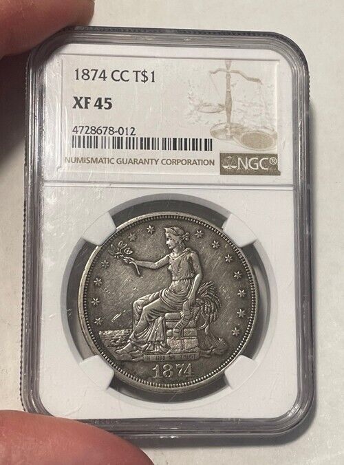 U.S. - 1874-CC Silver Trade Dollar (NGC XF 45) - Nice