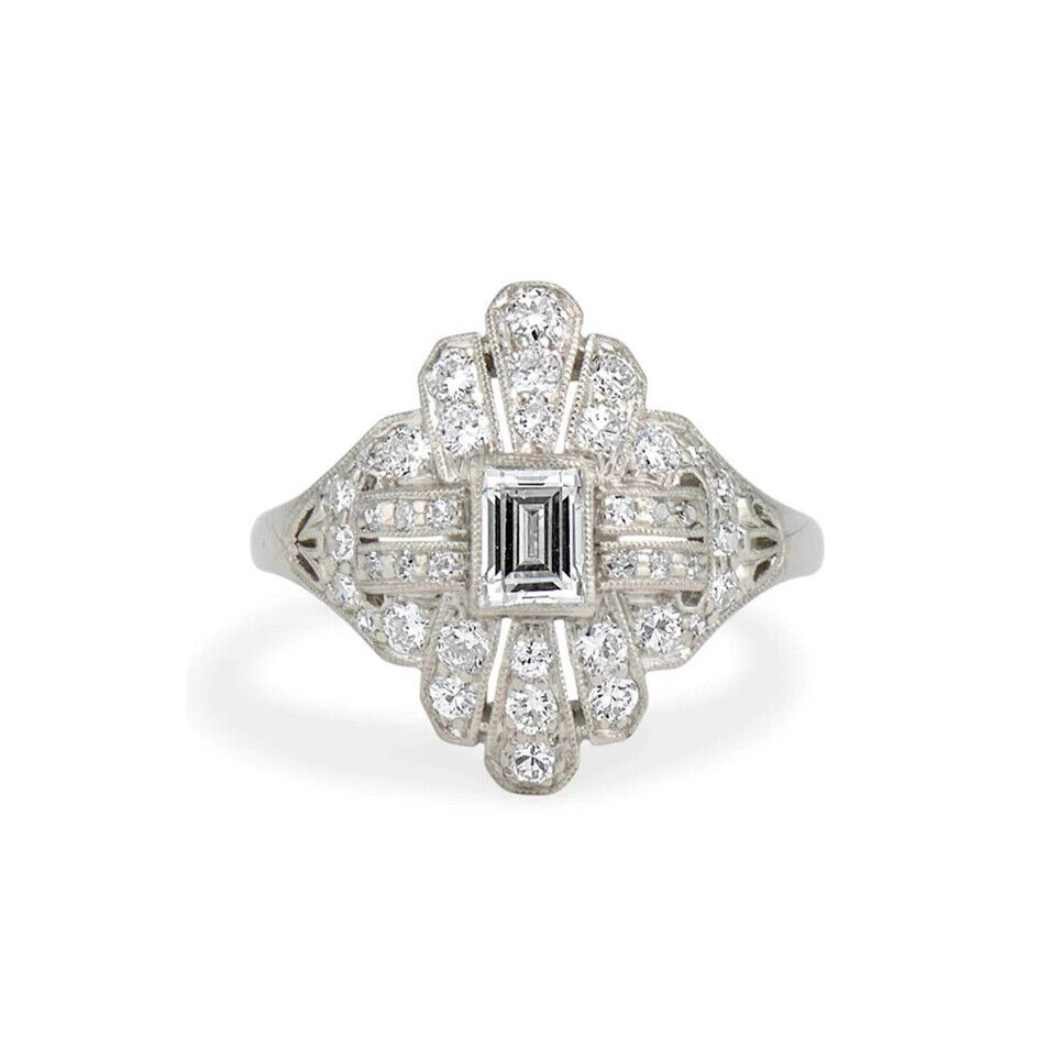Antique 1/2Ct Marquise Cut White CZ CZ Engagement & Vintage Ring In Silver