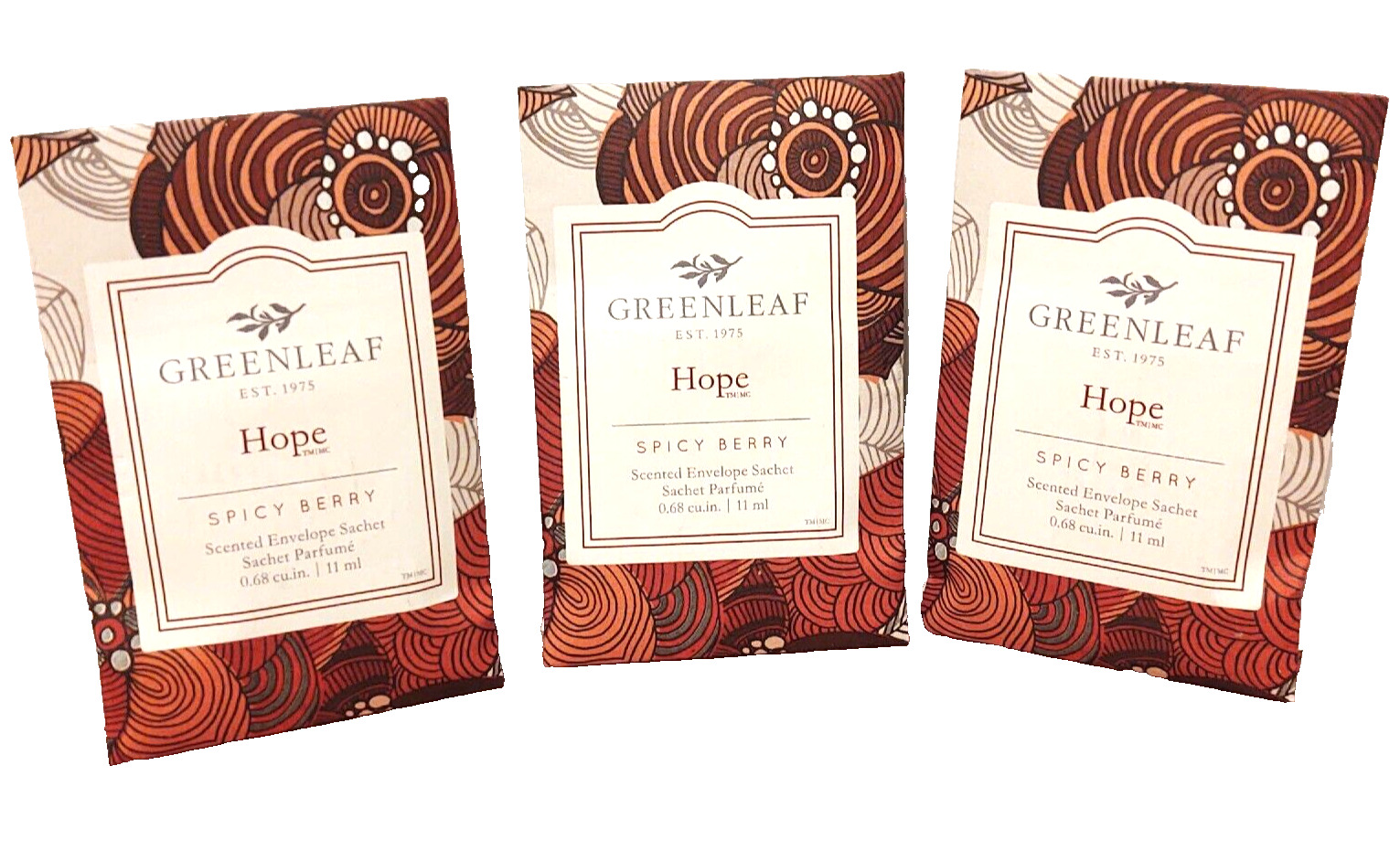Greenleaf Sachet Hope Spicy Berry mini packets ~ lot 3 ~ 0.68 cu in New
