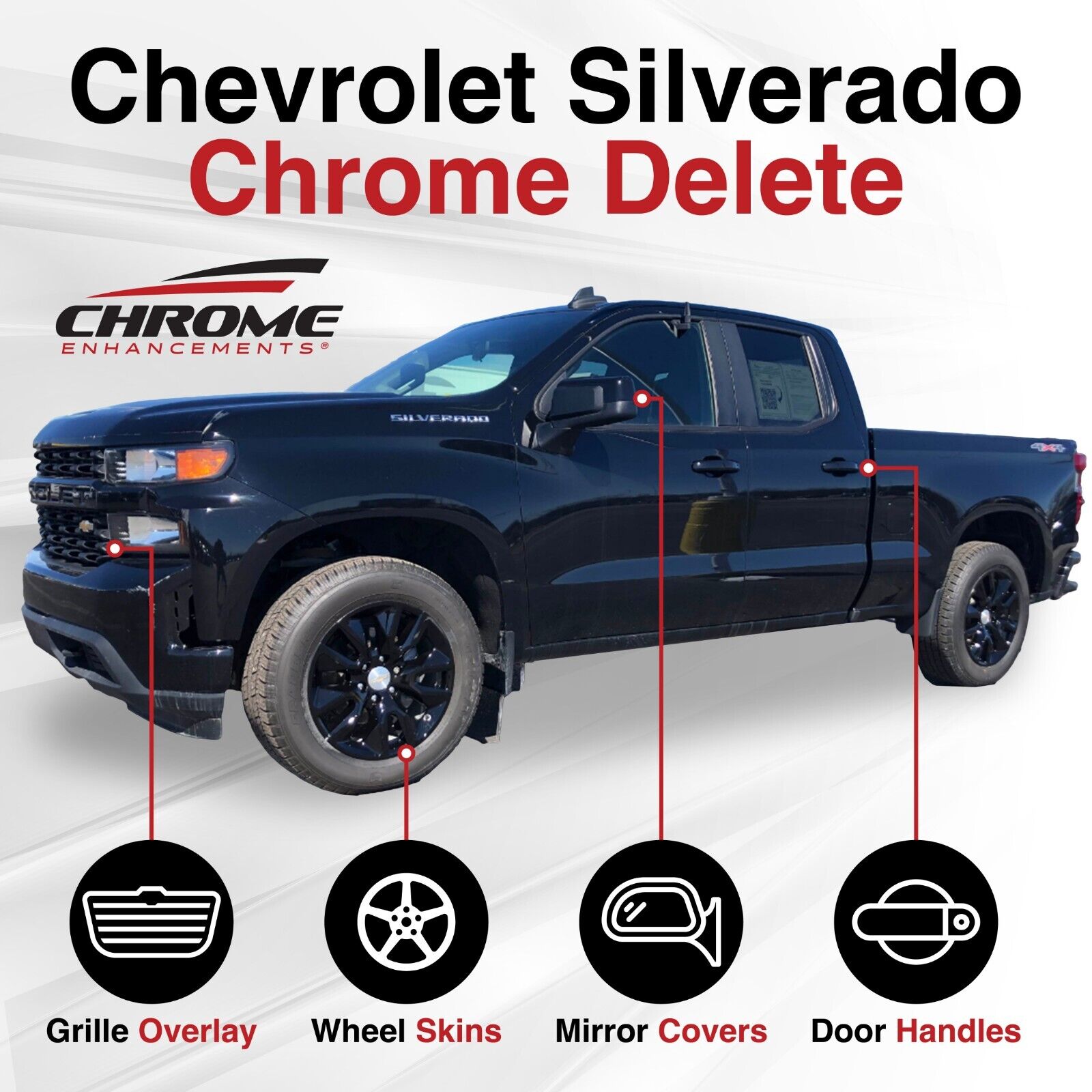 Chrome Delete Package FITS Chevrolet Silverado - 4th Gen (2019-2022)