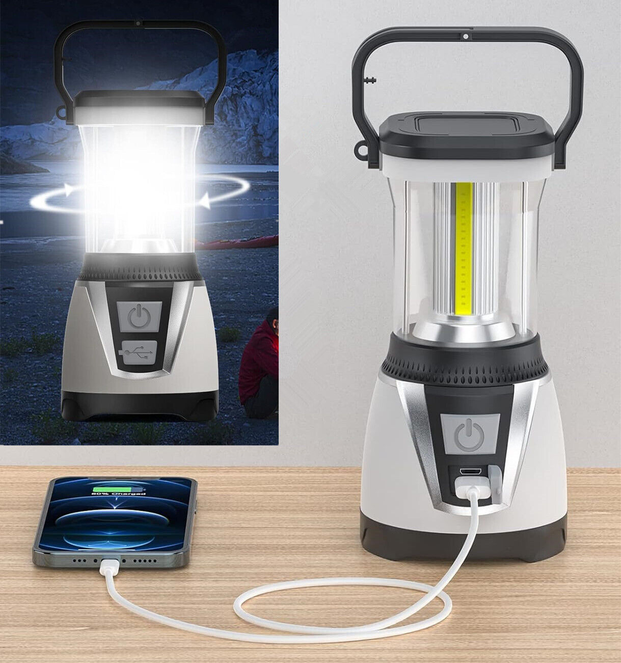 90000 LM Rechargeable Adventure LED Camping Lantern for Emergency Hurricane Lamp