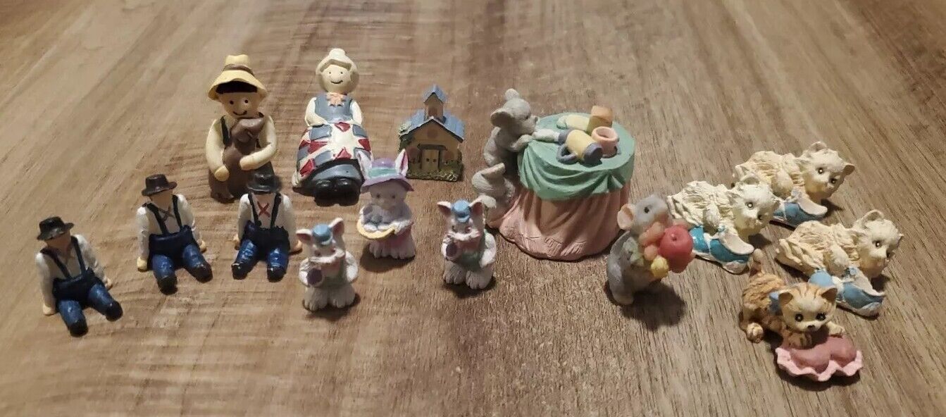 Mixed Lot of Vintage MINIATURES Figurines Animals Dollhouse Tiny People