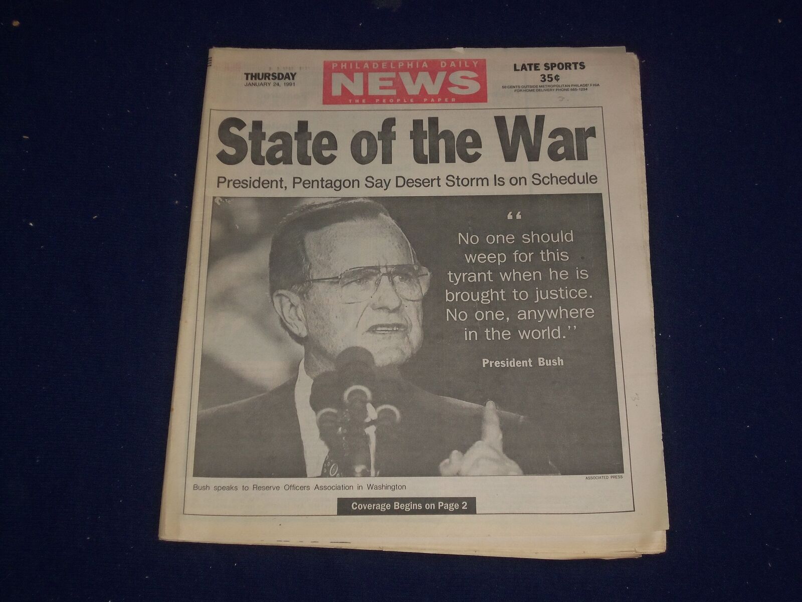 1991 JAN 24 PHILADELPHIA DAILY NEWS - BUSH: STATE OF DESERT STORM WAR - NP 2979