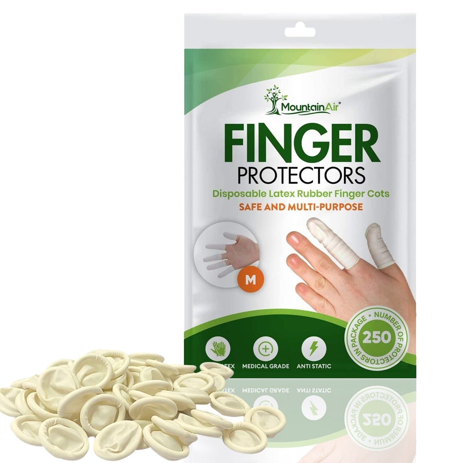 250 Pcs Finger Cots - Disposable Finger Protectors - Latex Rubber Finger Covers