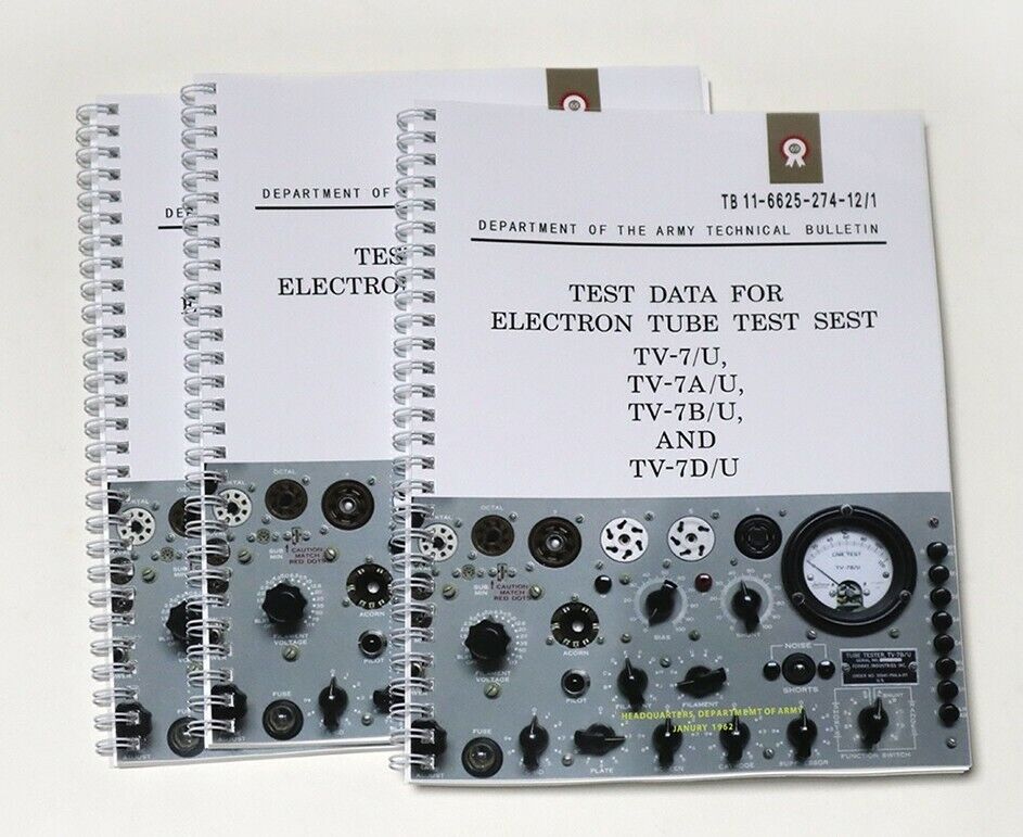 Test Data Book for Electron Tube with TV-7/U TV-7A/U TV-7B/U TV-7D/U Tester_AU