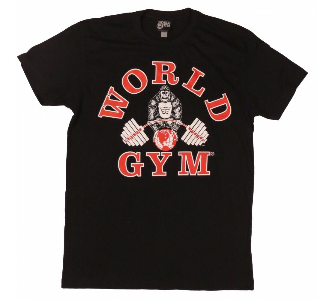 W158 World Gym Muscle Tee Shirt Bodybuilding Training Workout Gym