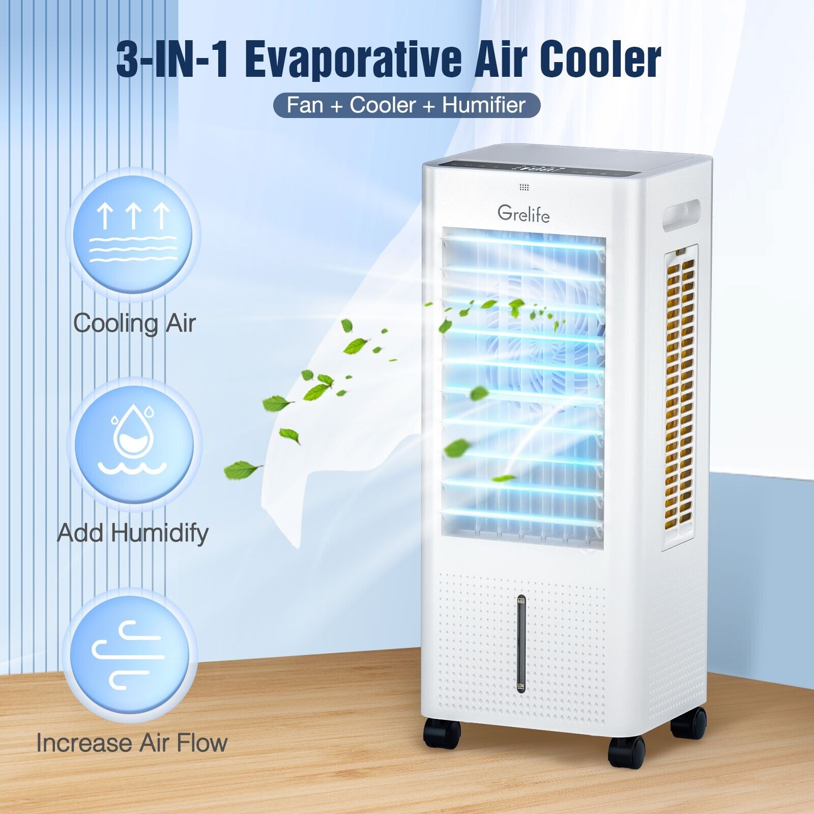 Evaporative Air Cooler Portable Cooling Fan w/ Humidifier Remote Control Home