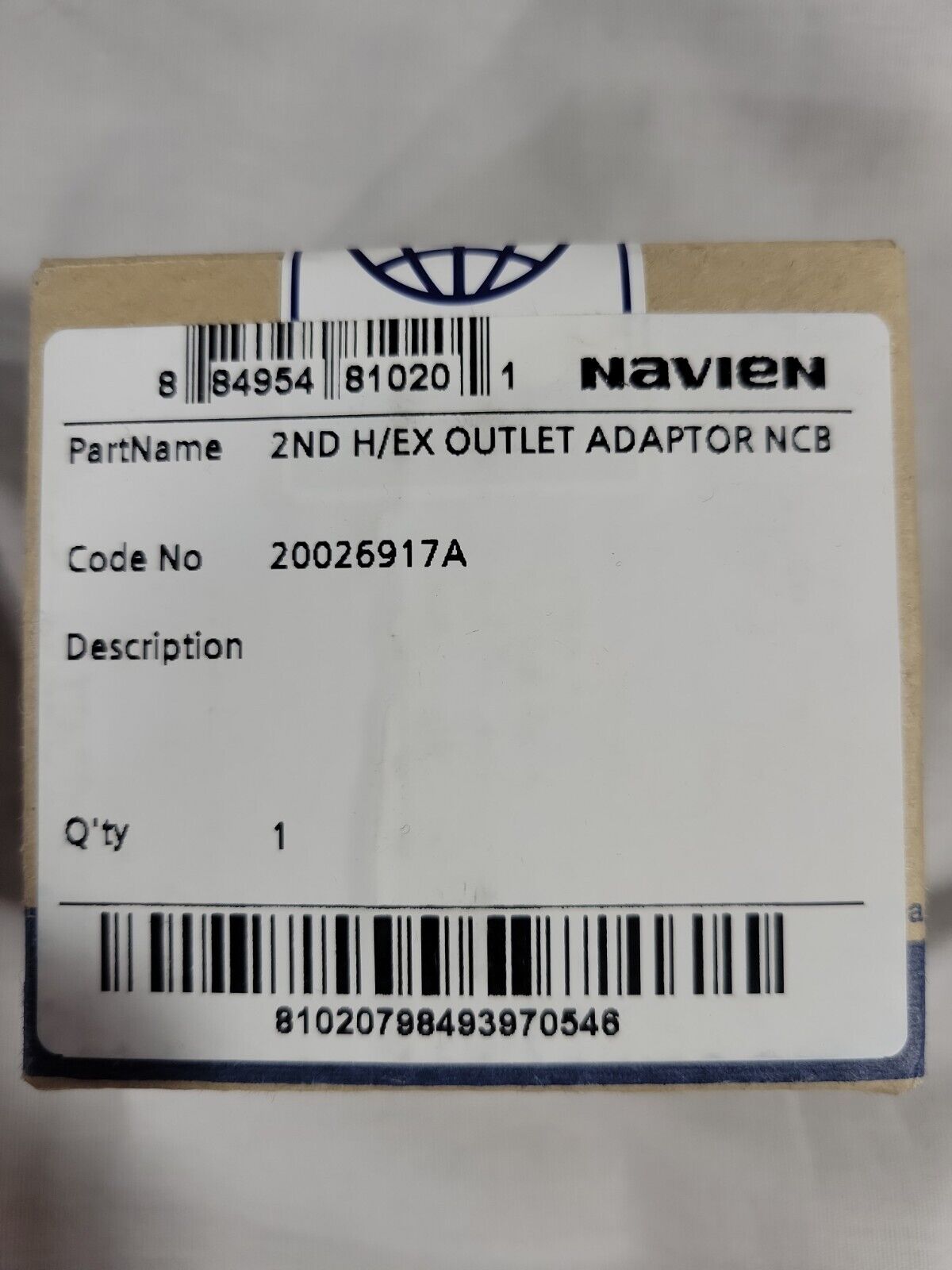Navien 20026917A  2nd Heat Exchanger Outlet Adapter NCB Factory Sealed