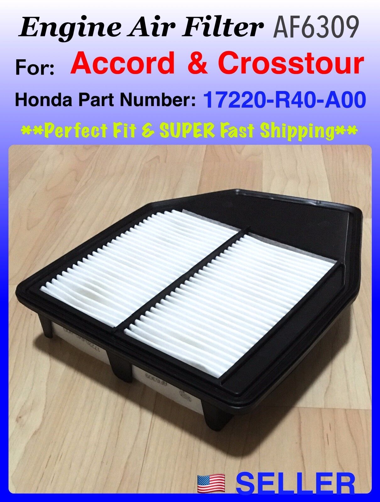 ENGINE AIR FILTER For Honda Accord  4CYL 2.4L 2008-2012 AF6309 Fast ship