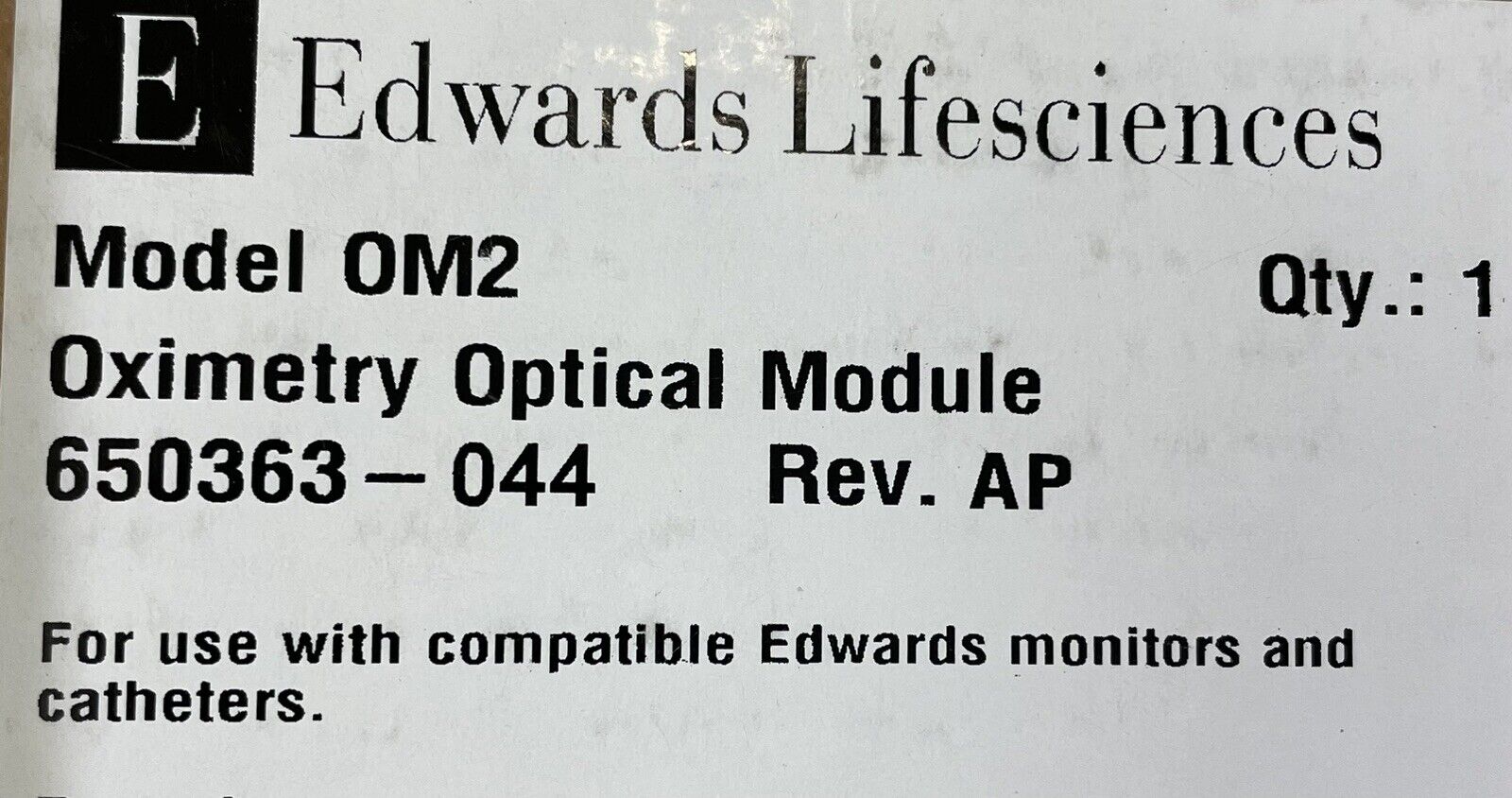 Edwards Lifesciences Oximetry Optical Modules 650363-044 Rev. AP