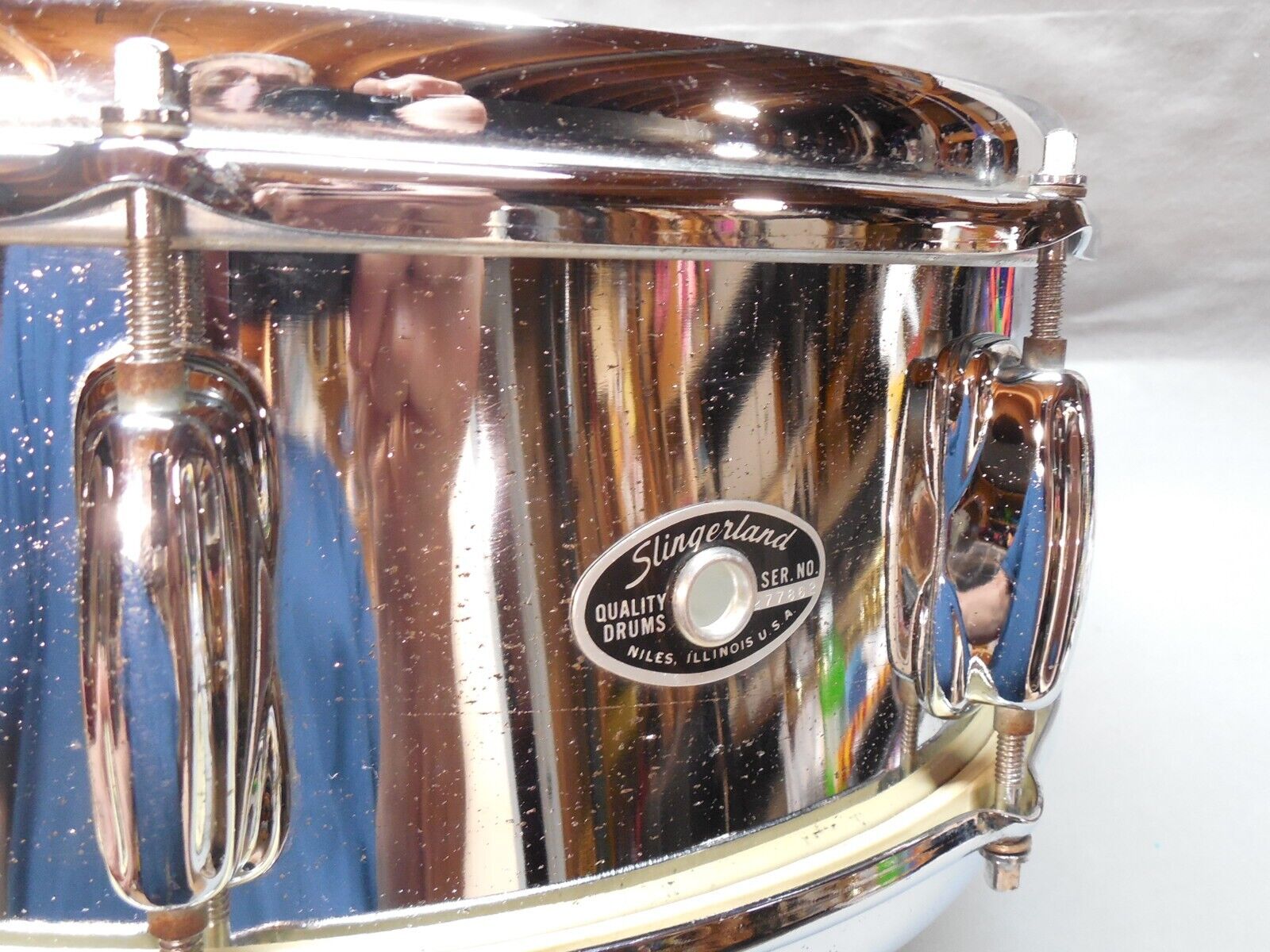 Slingerland Chrome Vtg Snare Drum Black Label 8 Lug